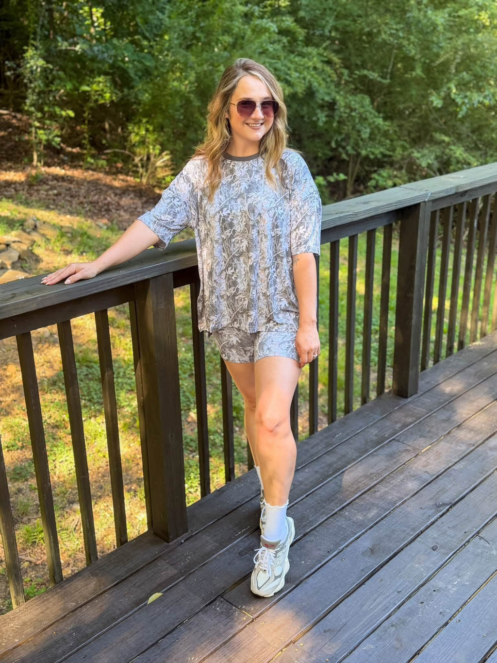 Snow Camo Womens Biker Short Set