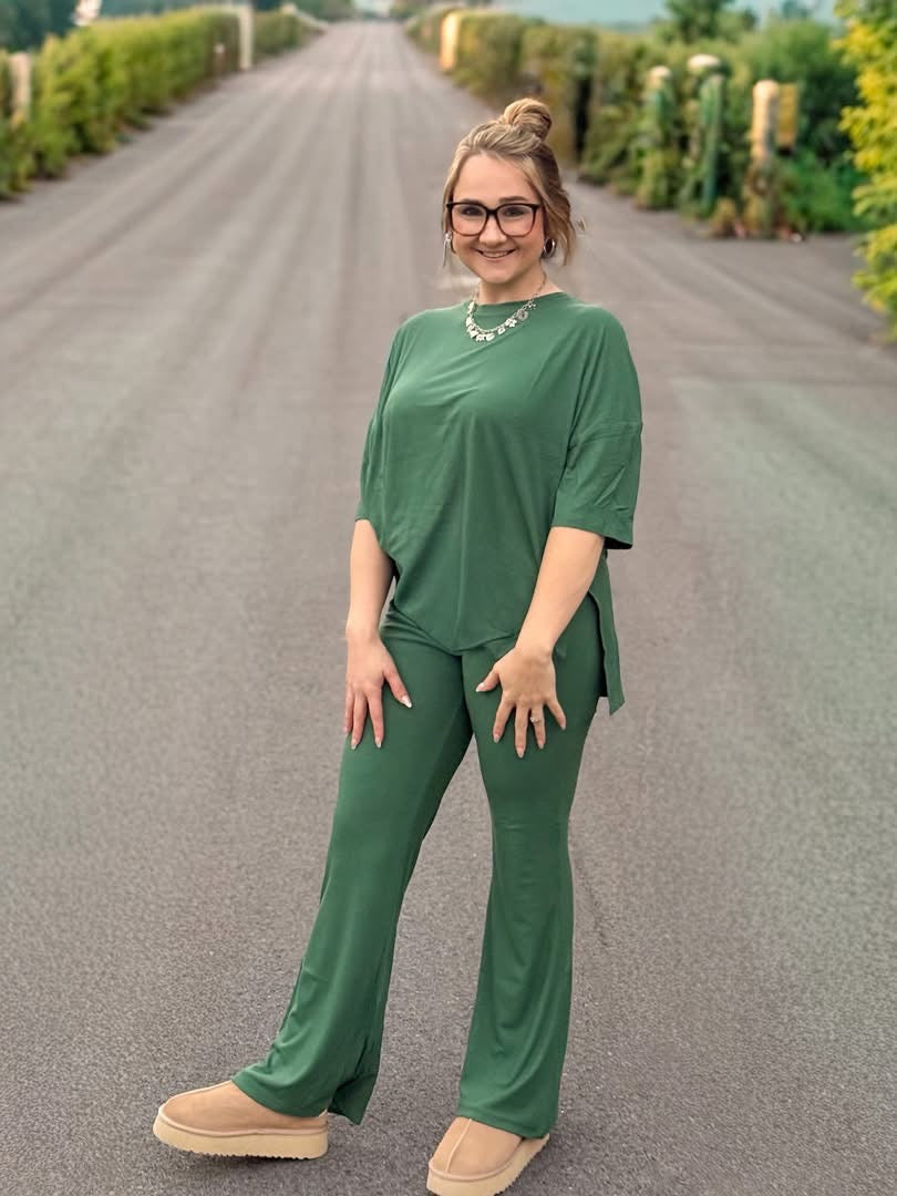 Evergreen Womens Ribbed Daywear Pant Set