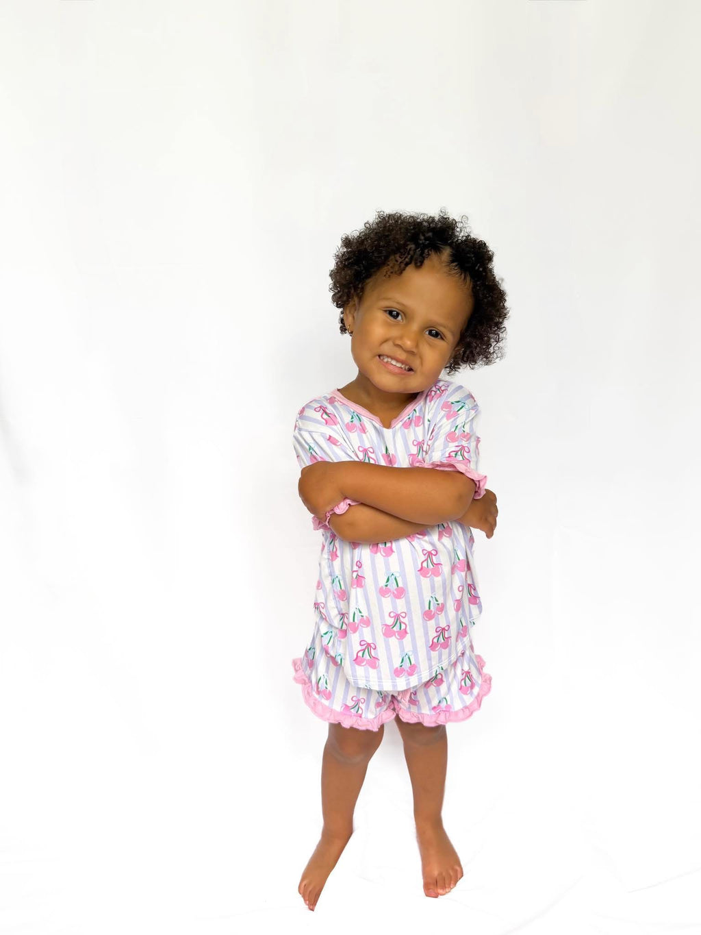 Coquette Cherries Kids Ruffle Short Set