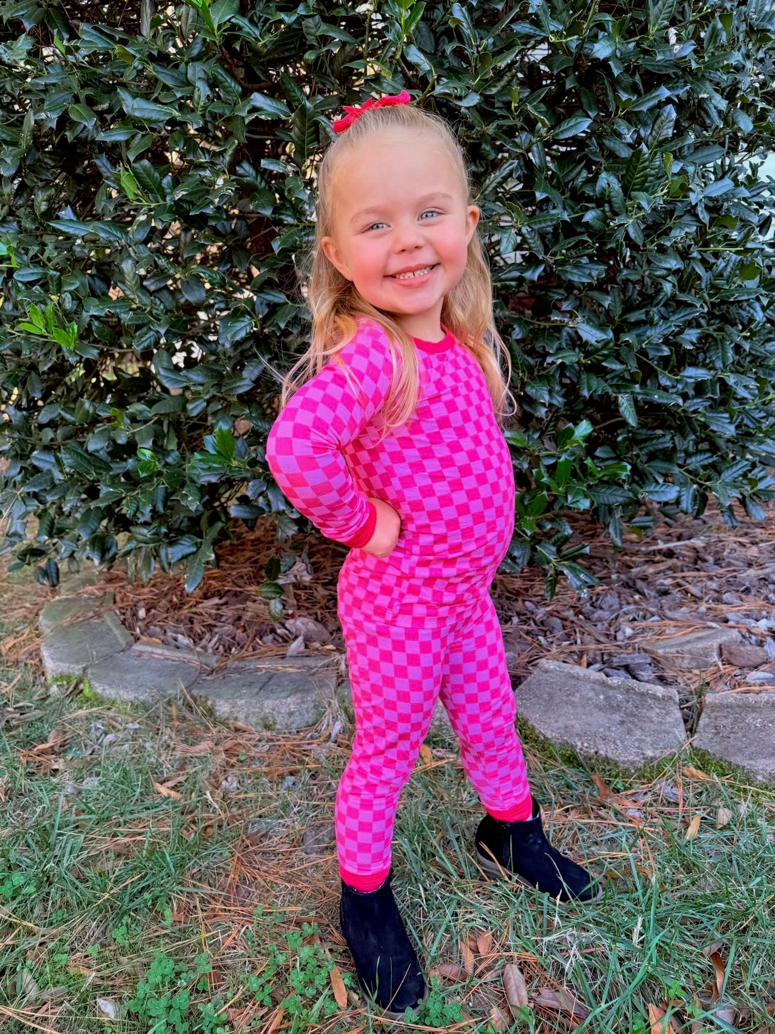 Pink Checkered Two Piece Set