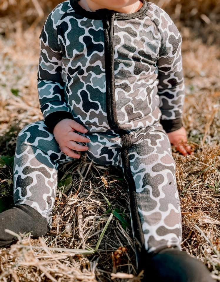 Onyx Camo Double Zippy Romper