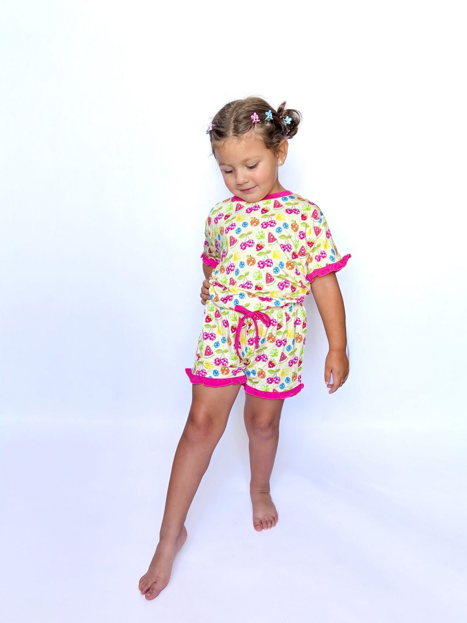 Disco Fruit Kids Ruffle Short Set