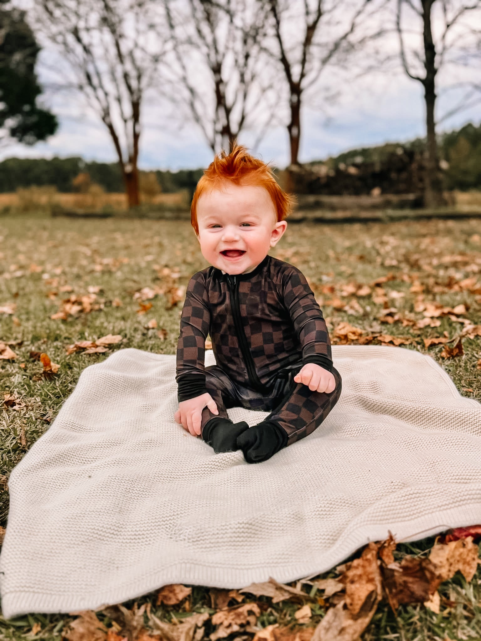 Mocha Waves Double Zippy Romper