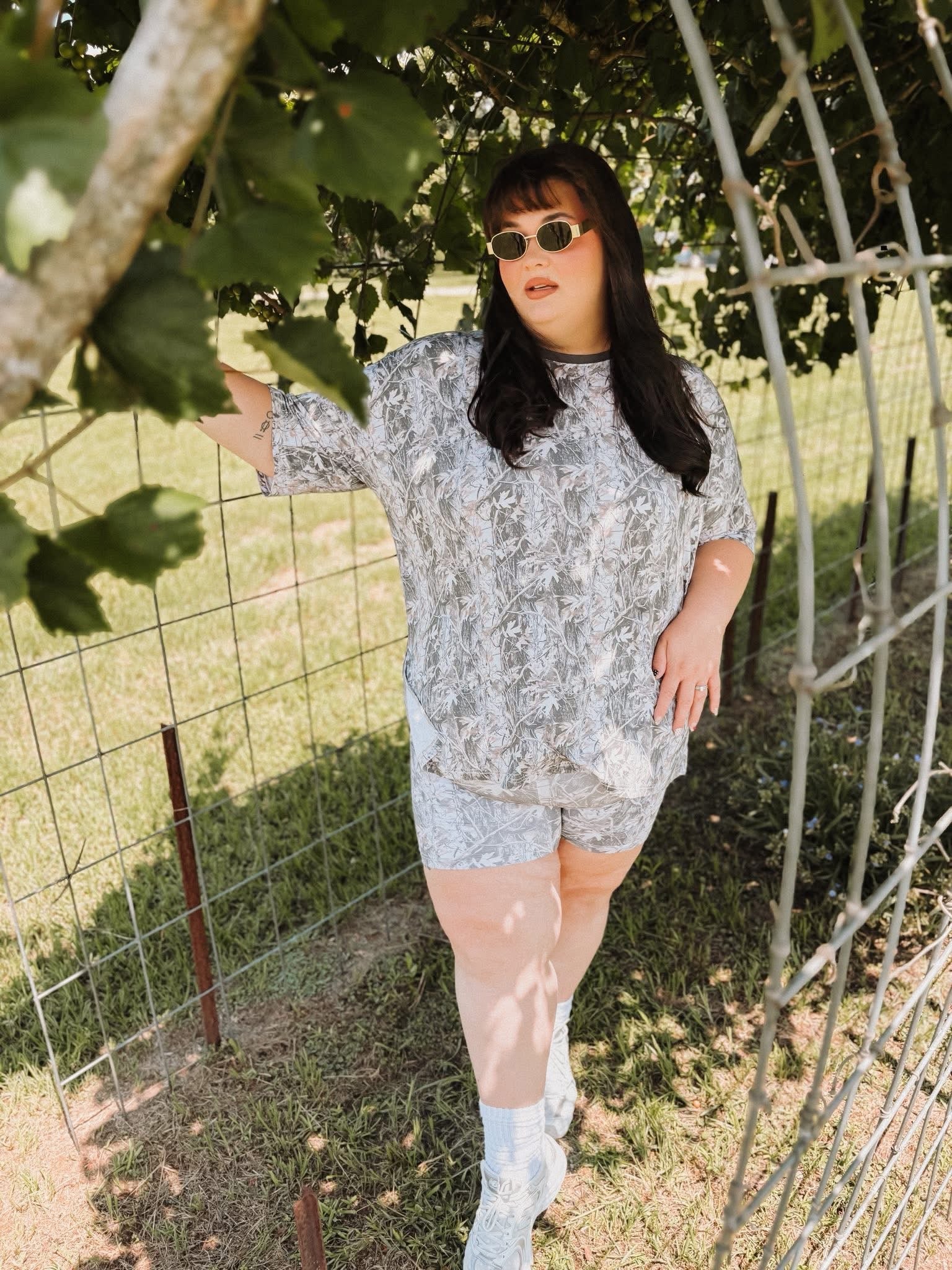 Snow Camo Womens Biker Short Set