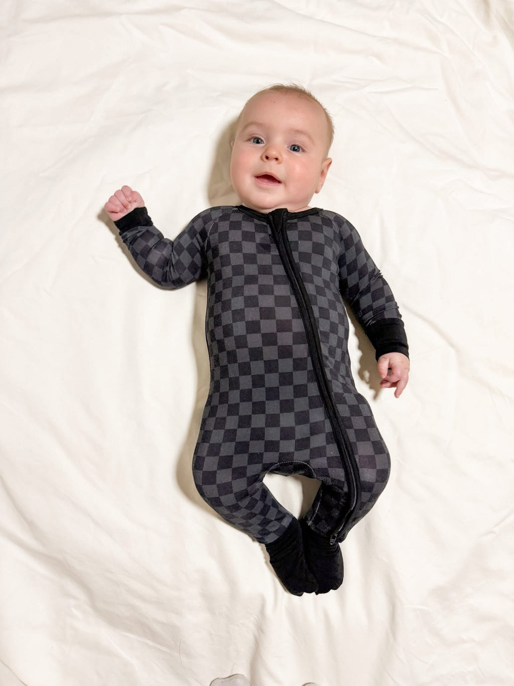 Midnight Checks Double Zippy Romper
