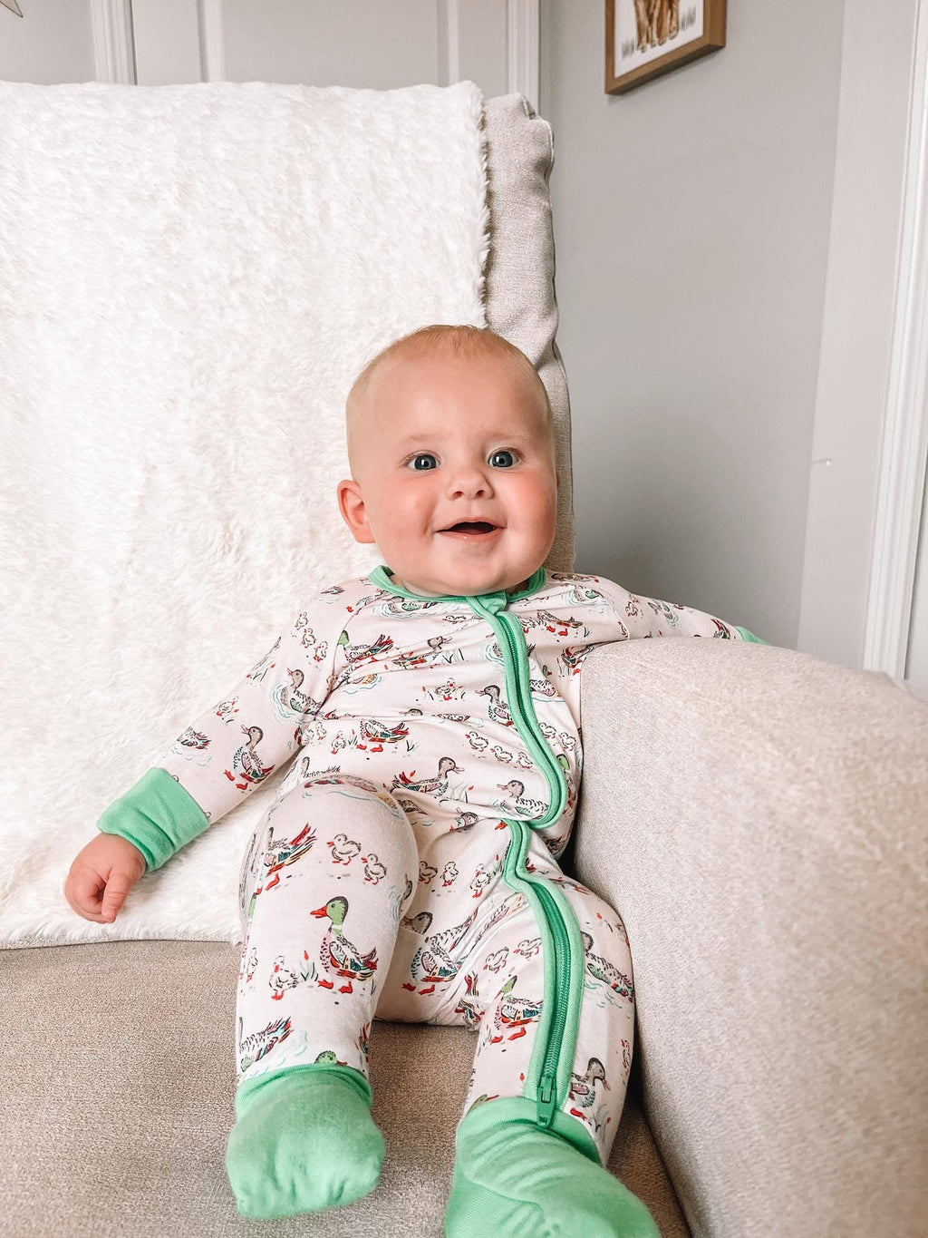 Watercolor Ducks Double Zippy Romper