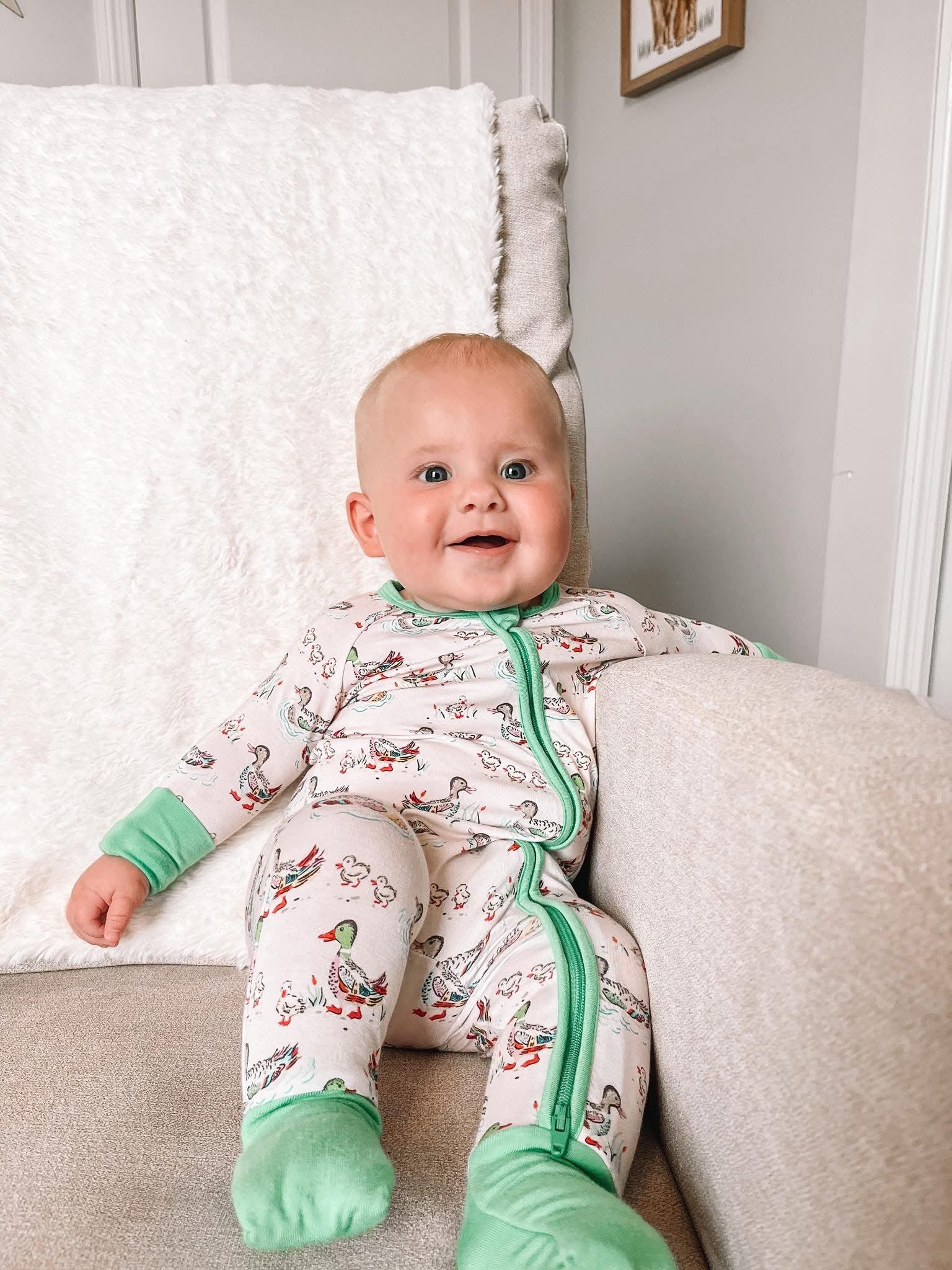Watercolor Ducks Double Zippy Romper