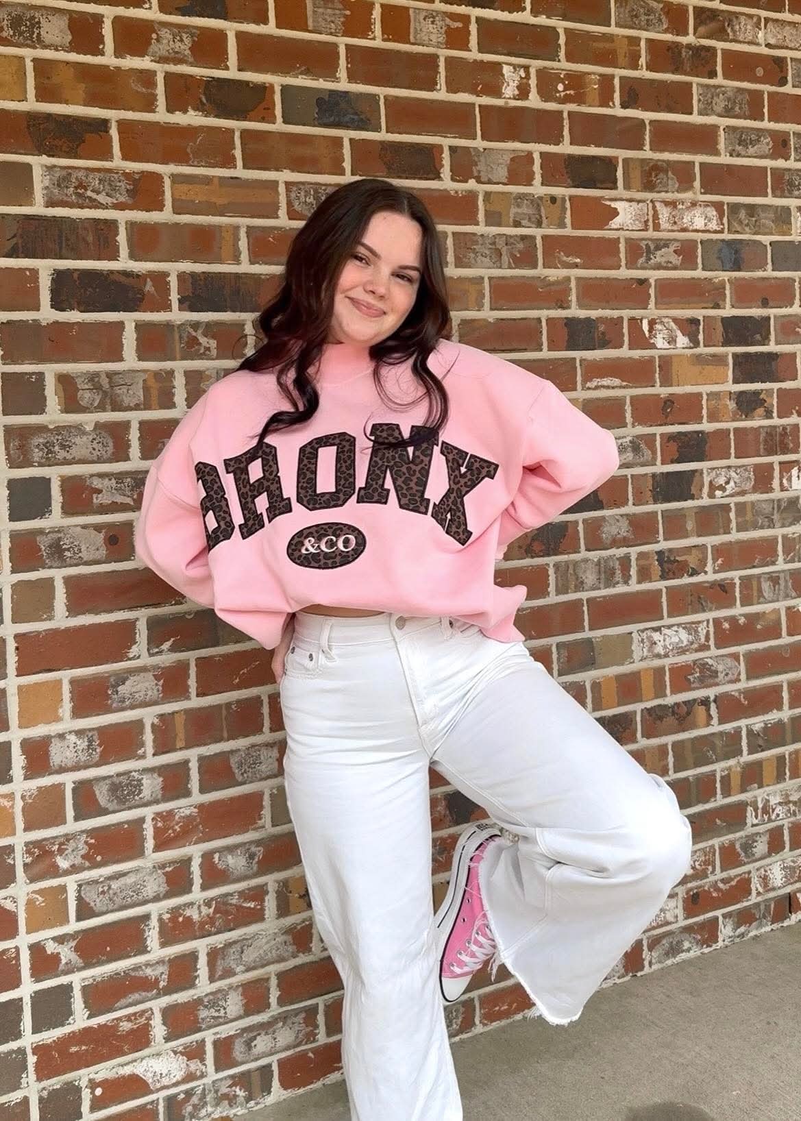 Bronx&Co. Pink and Leopard Mock neck Sweater