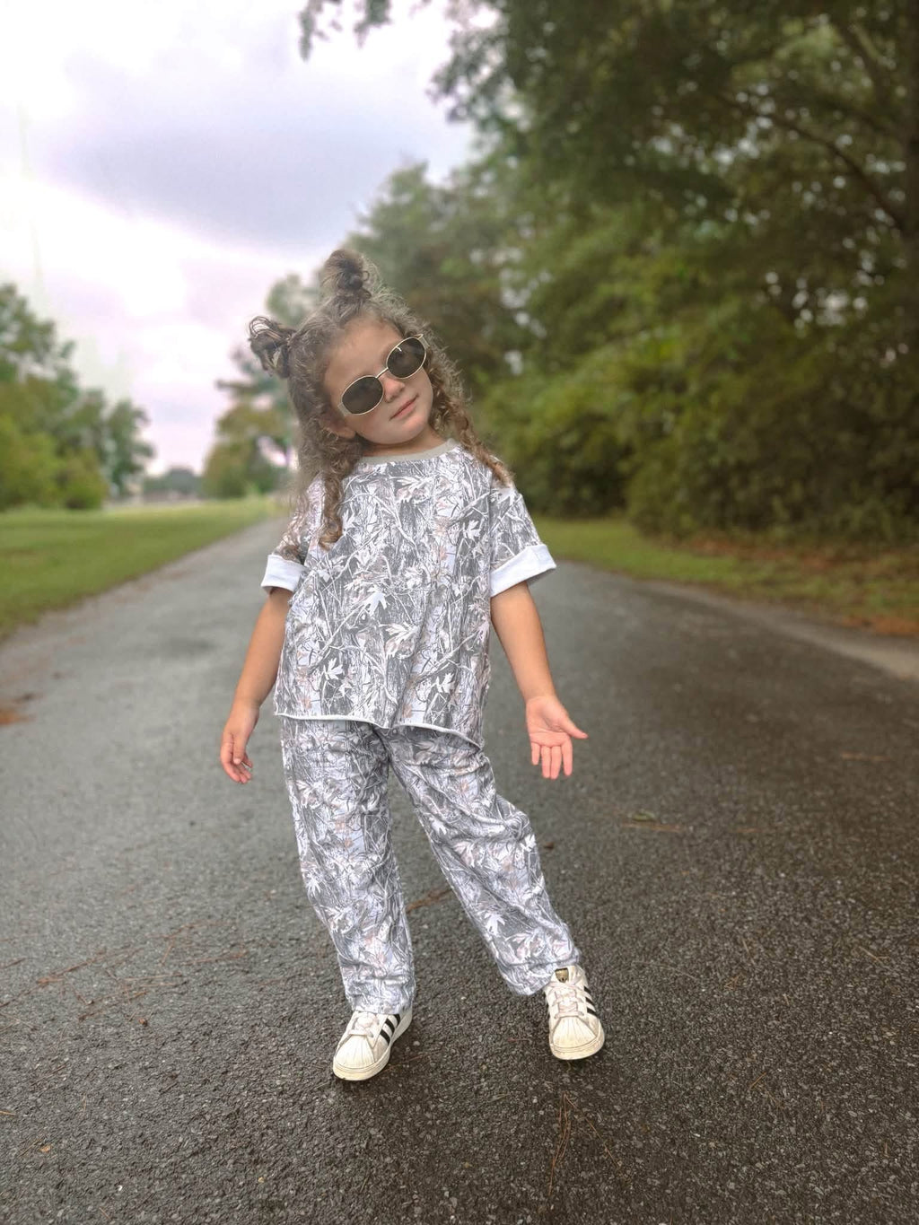 Snow Camo Kids Barrel Pant Set