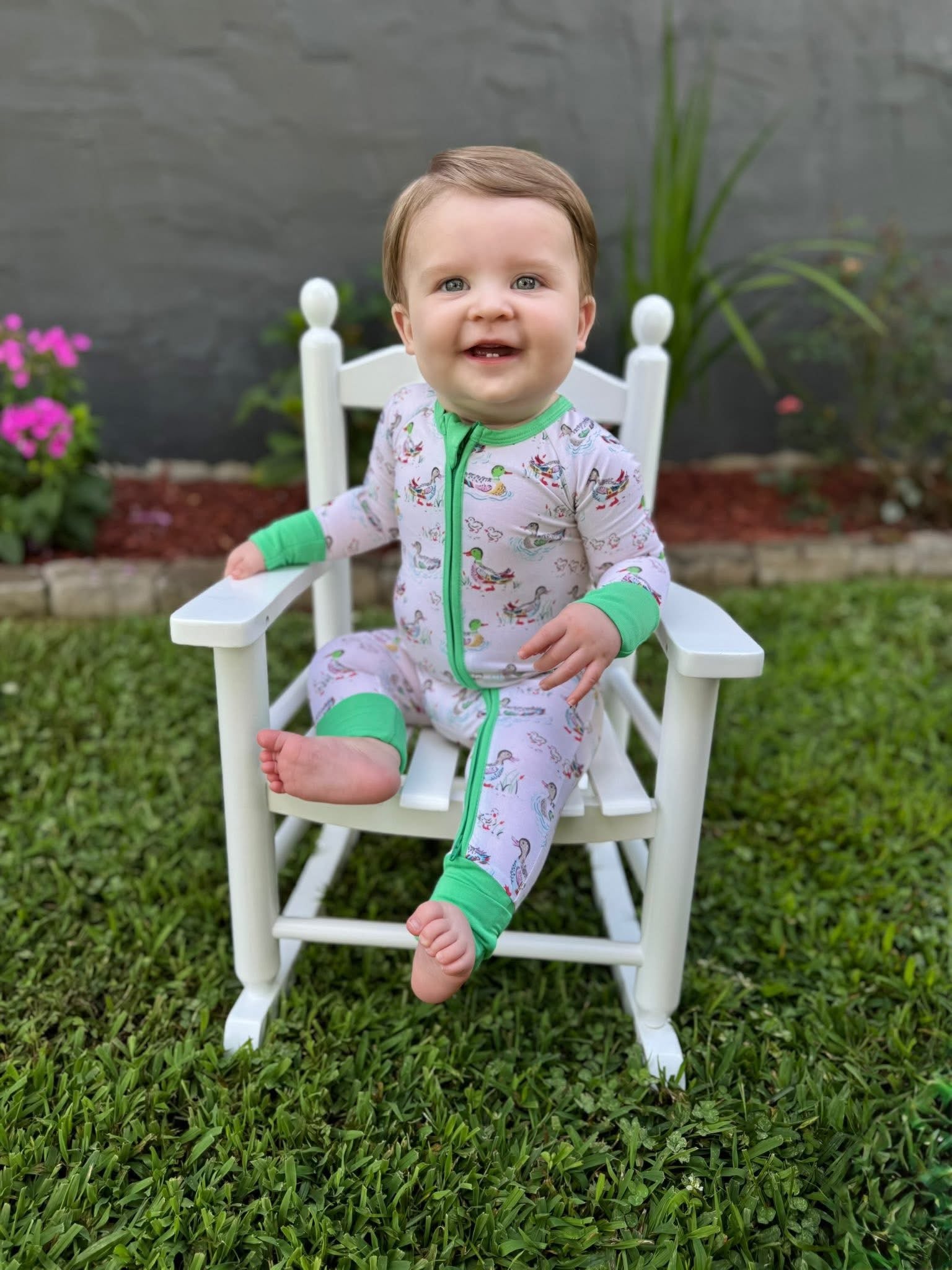 Watercolor Ducks Double Zippy Romper