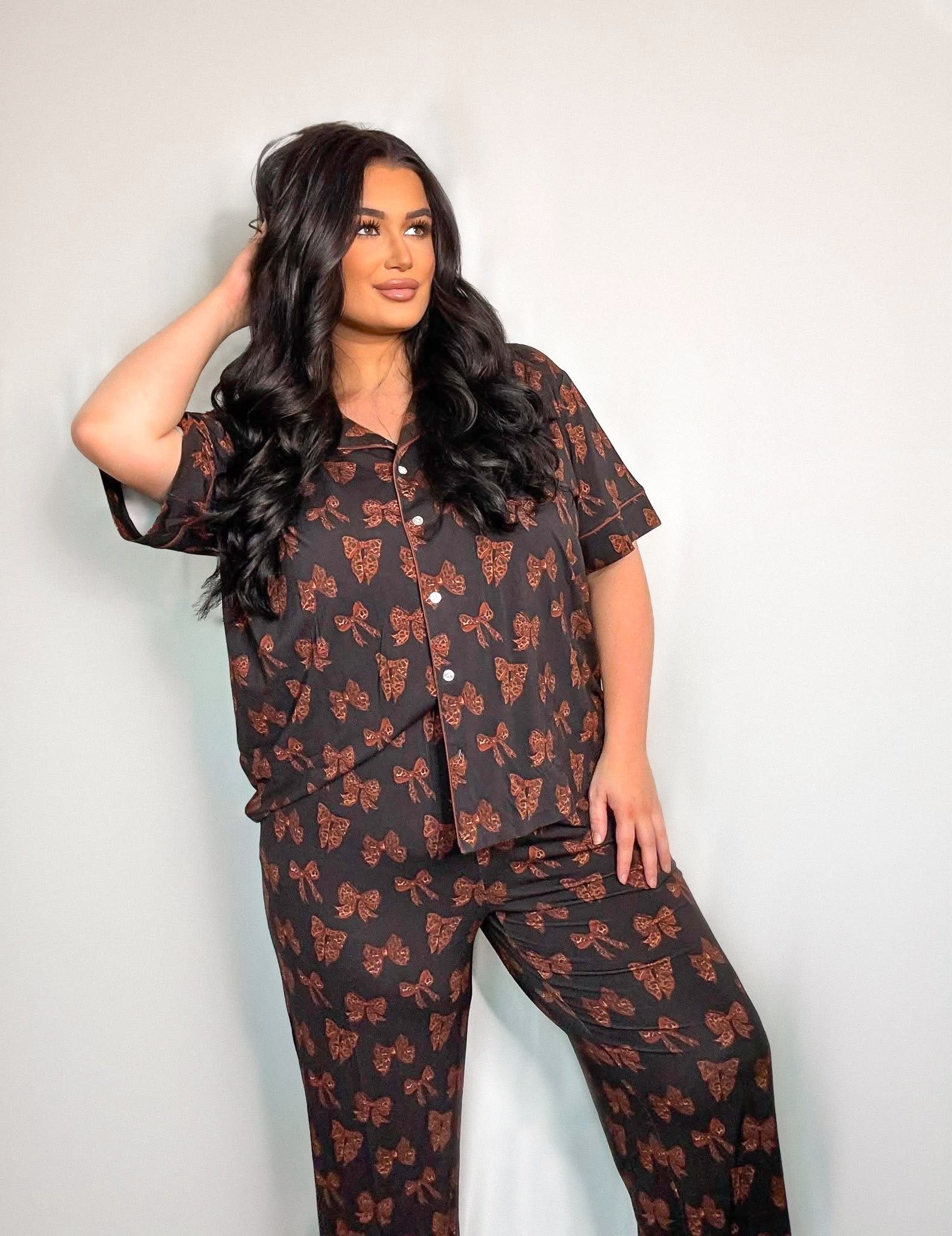 Cheetah Bows Womens Pant Set