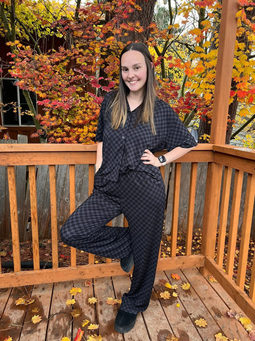 Midnight Checks Womens Pant Set