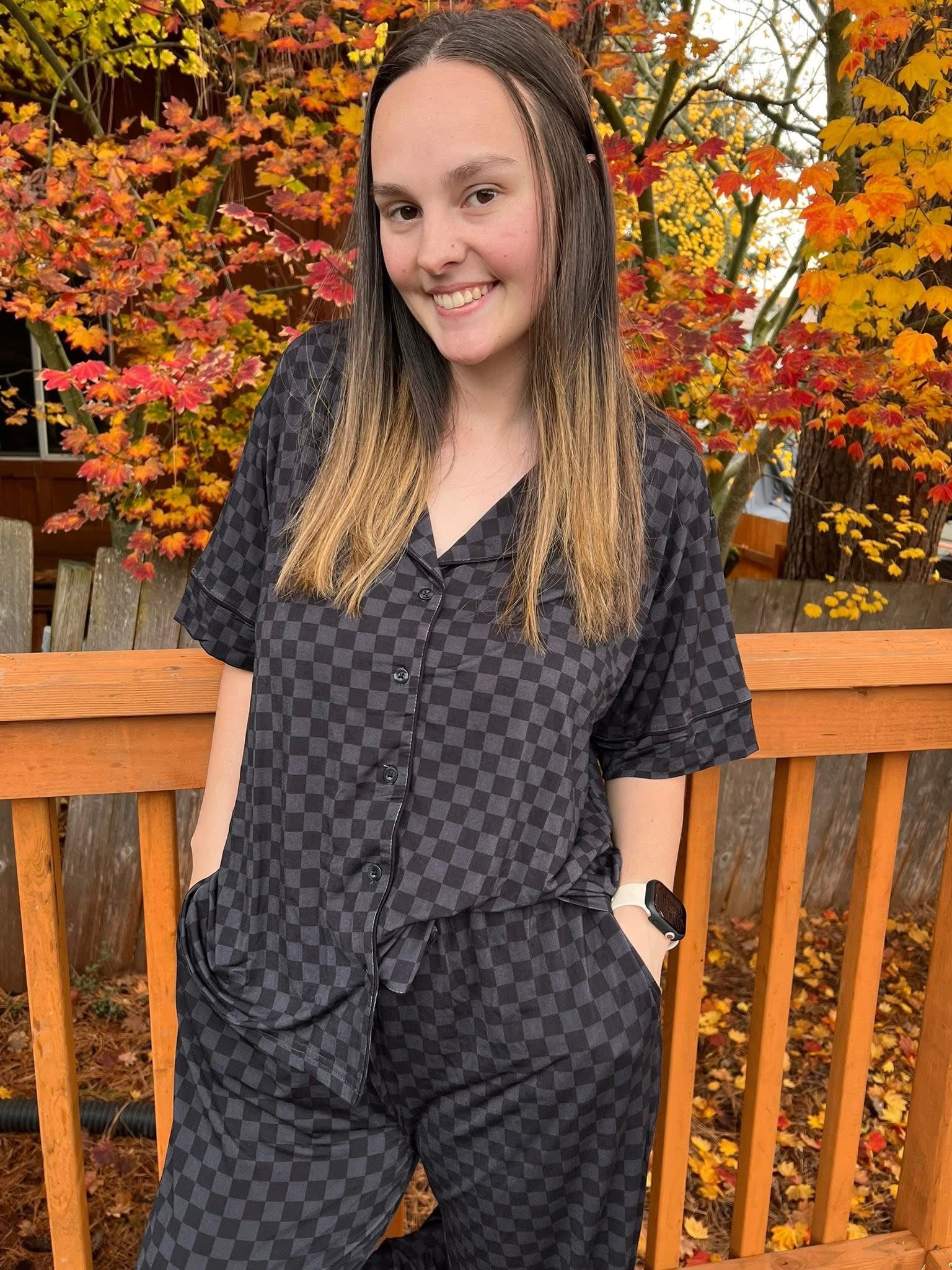 Midnight Checks Womens Pant Set