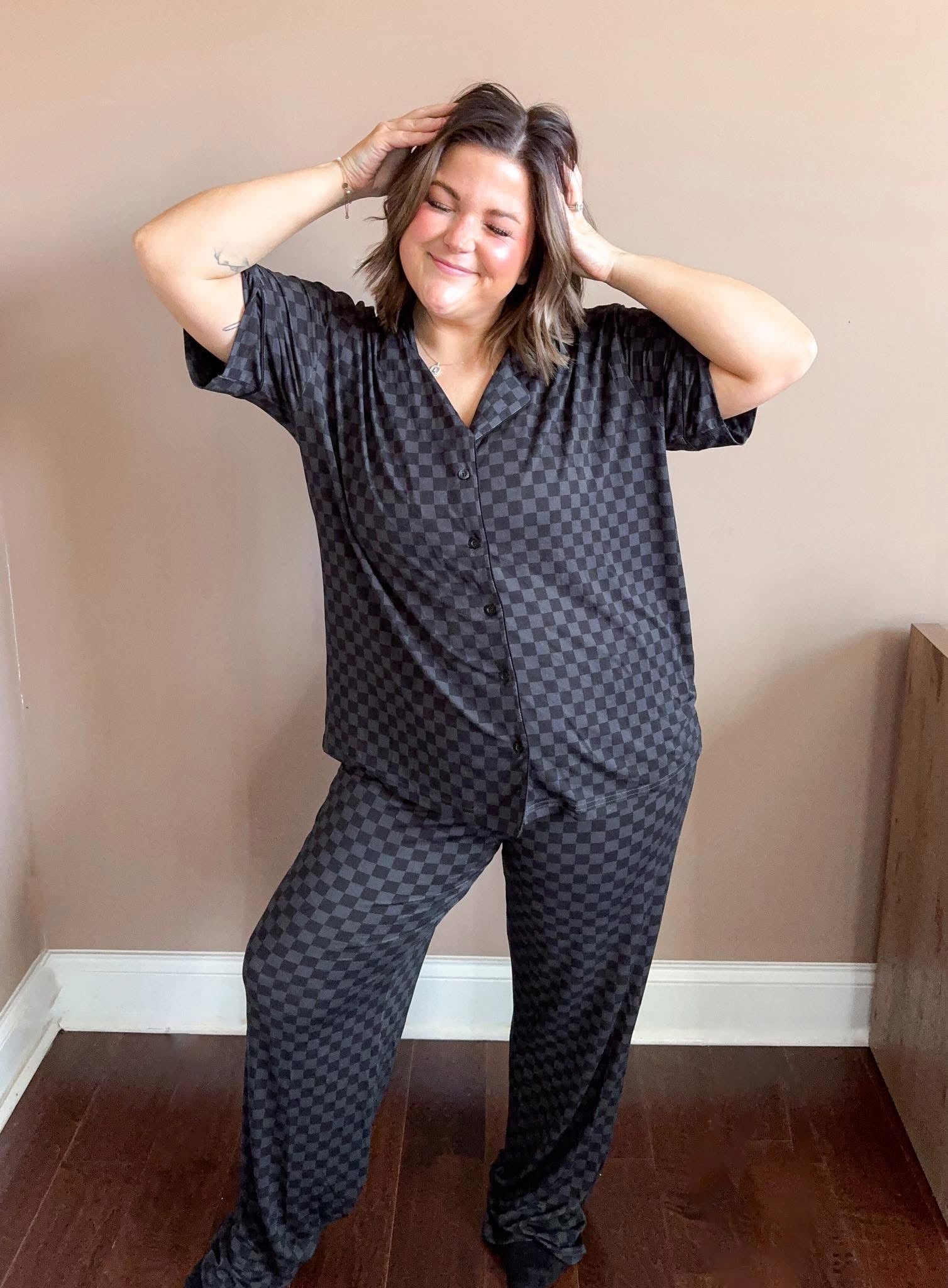 Midnight Checks Womens Pant Set