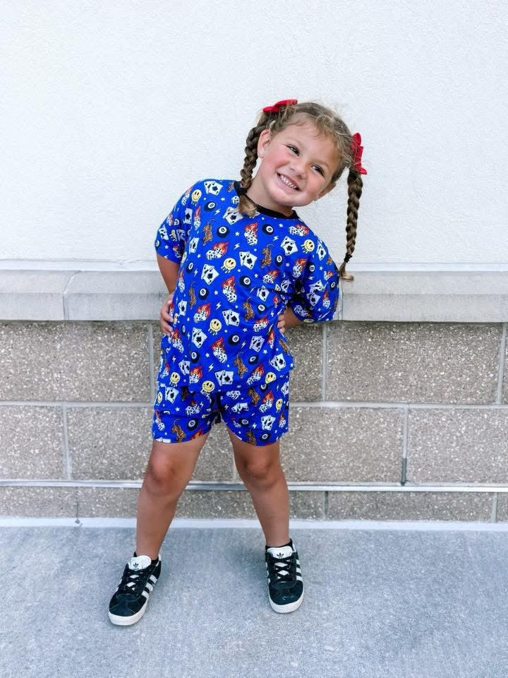 Cobalt Chaos Oversized Short Set