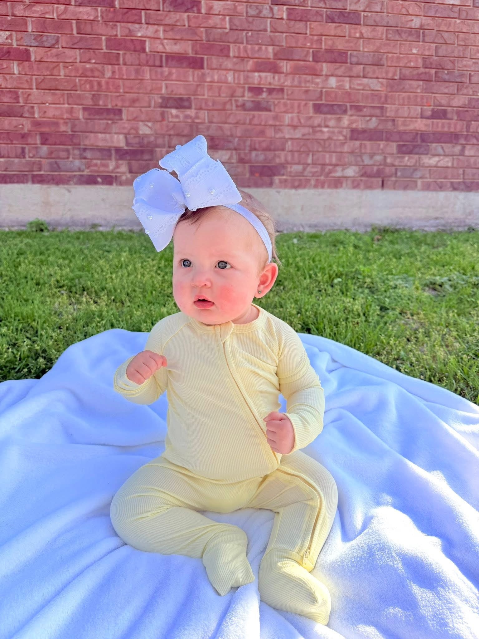 Buttercream Ribbed Double Zippy Romper