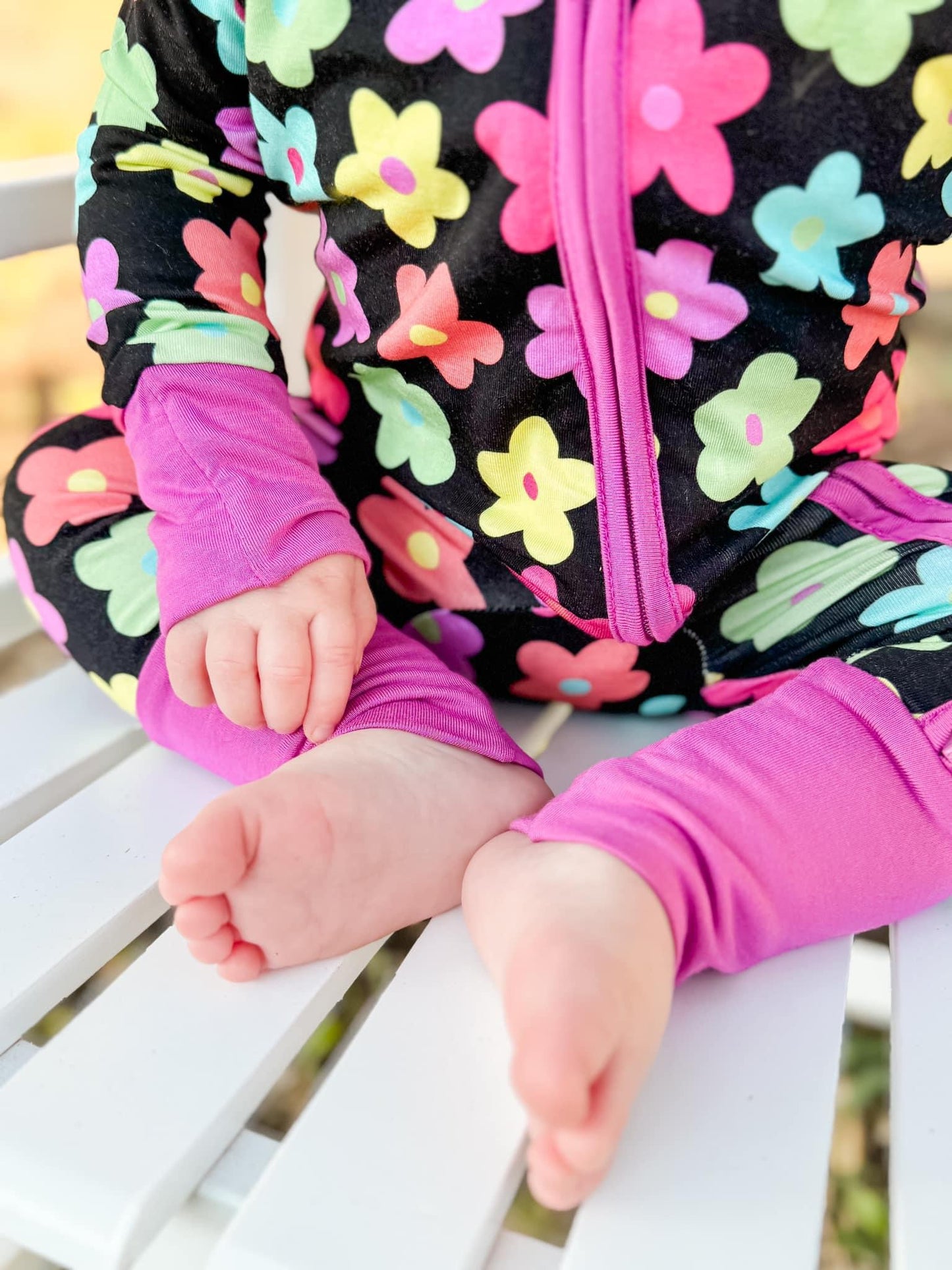 Neon Floral Double Zippy Romper