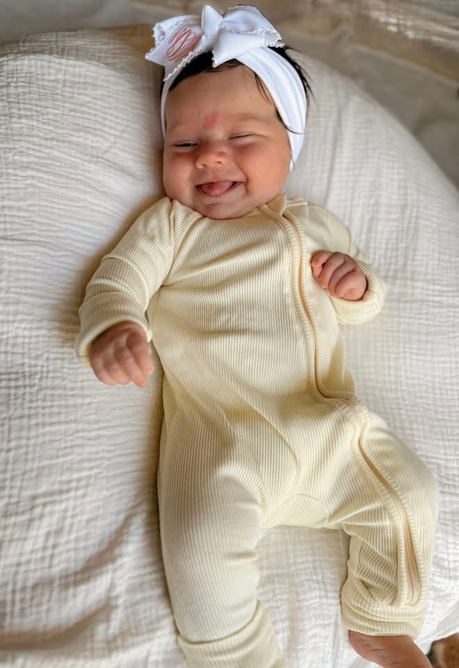 Buttercream Ribbed Double Zippy Romper