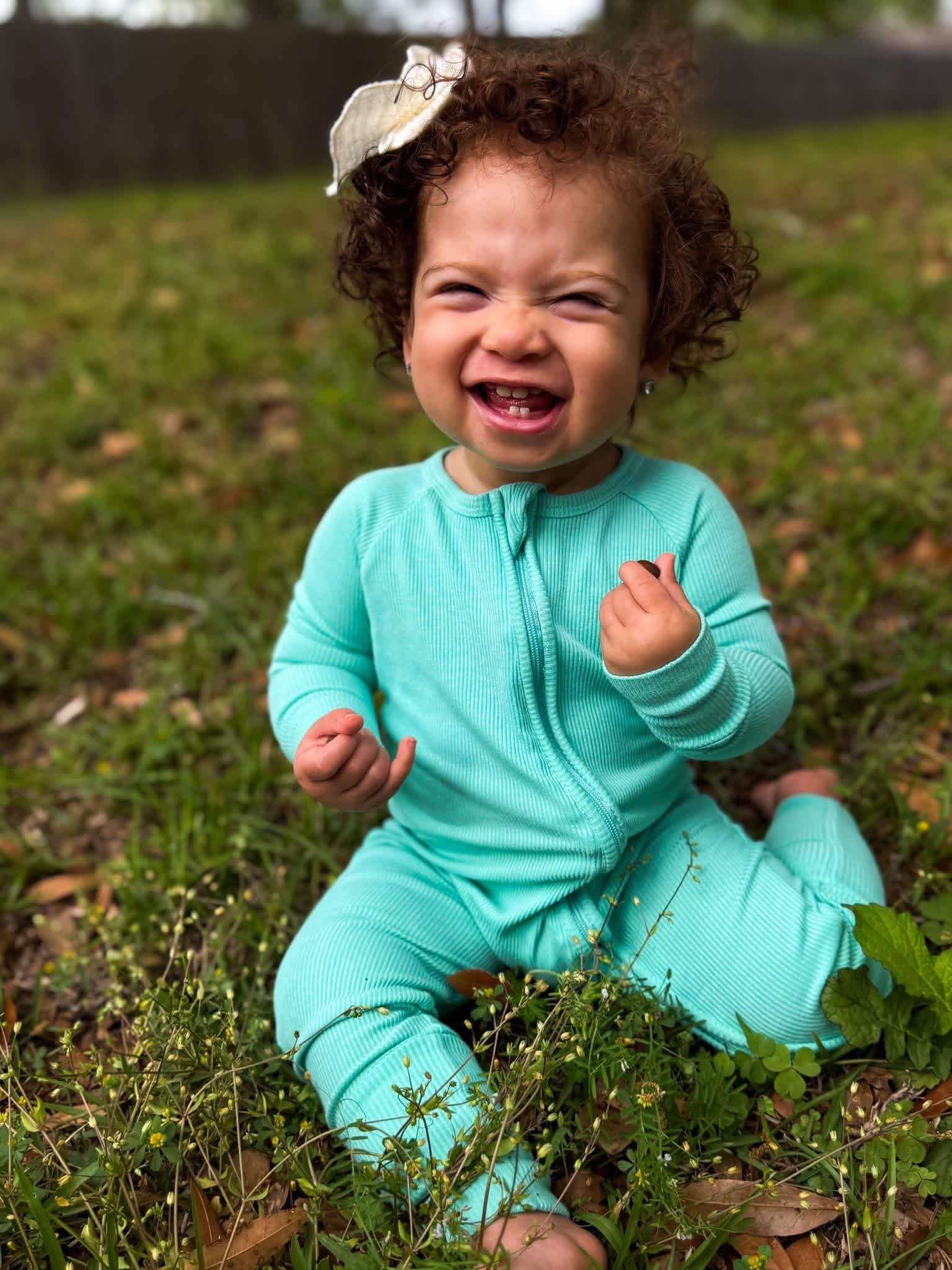 Beach Glass Ribbed Double Zippy Romper