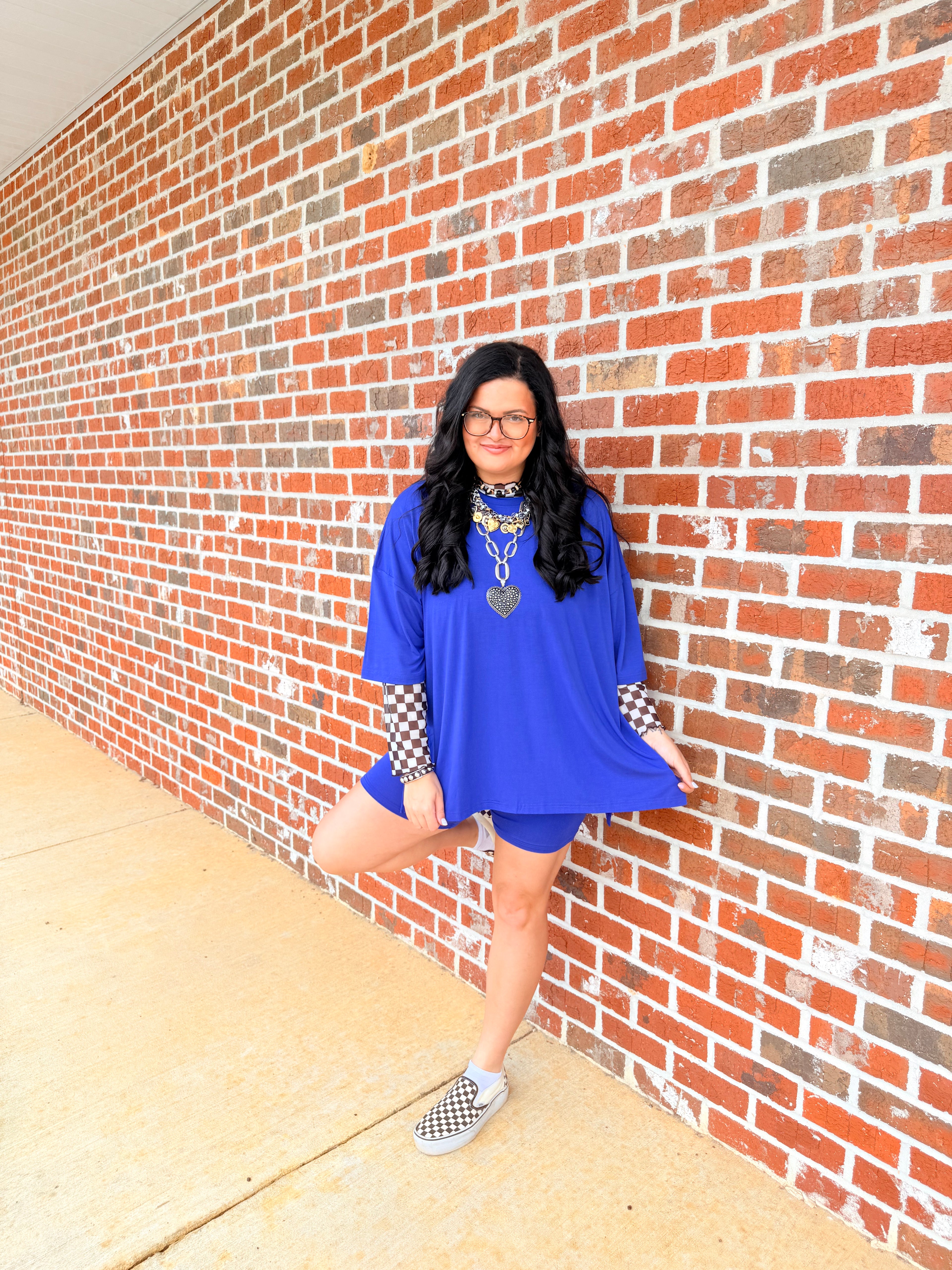 Royal Blue Womens Biker Short Set