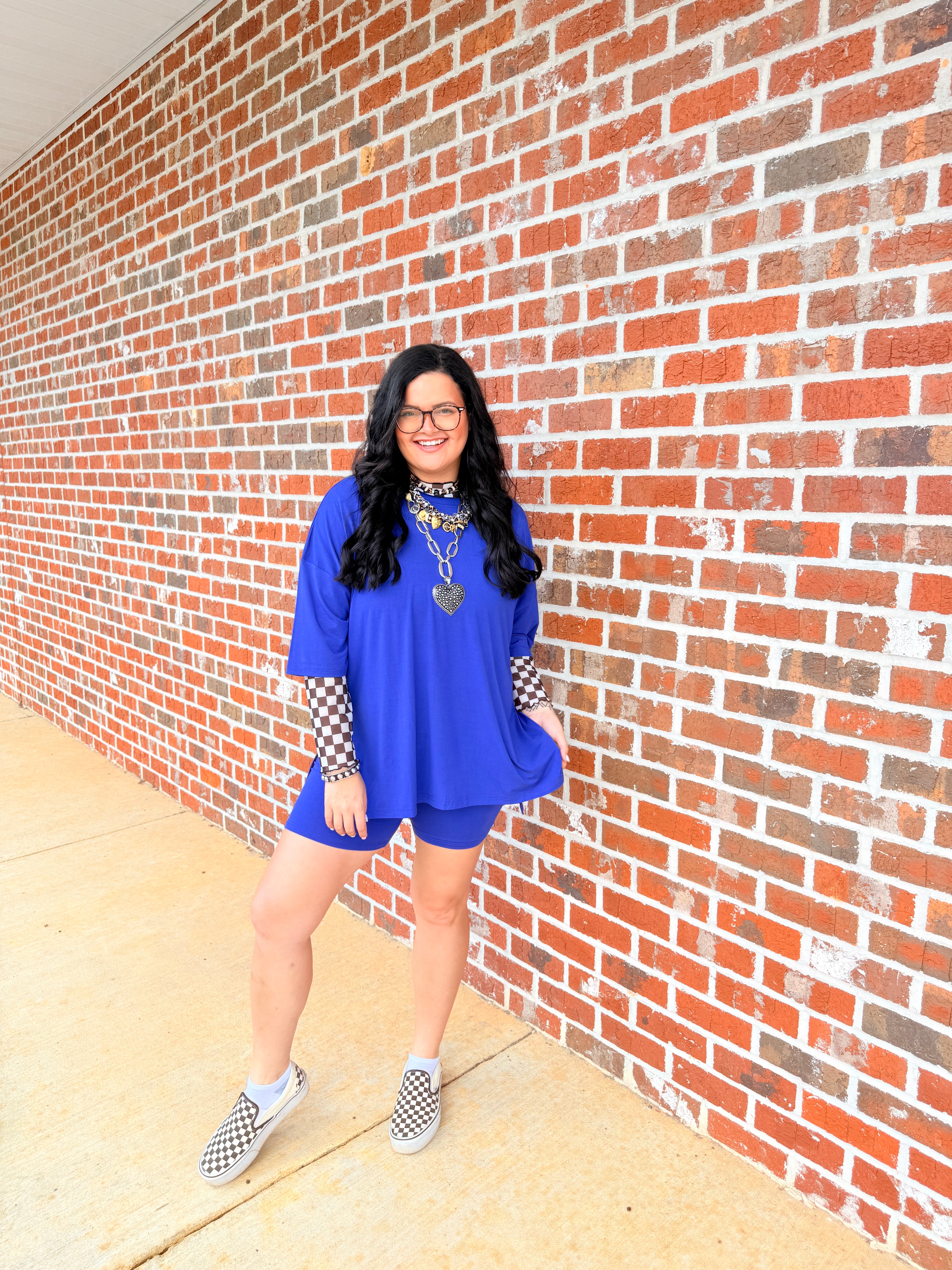 Royal Blue Womens Biker Short Set