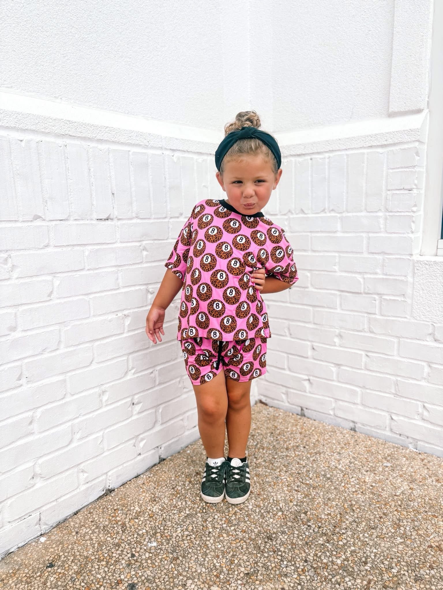Leopard 8ball Two Piece Oversized Short Set