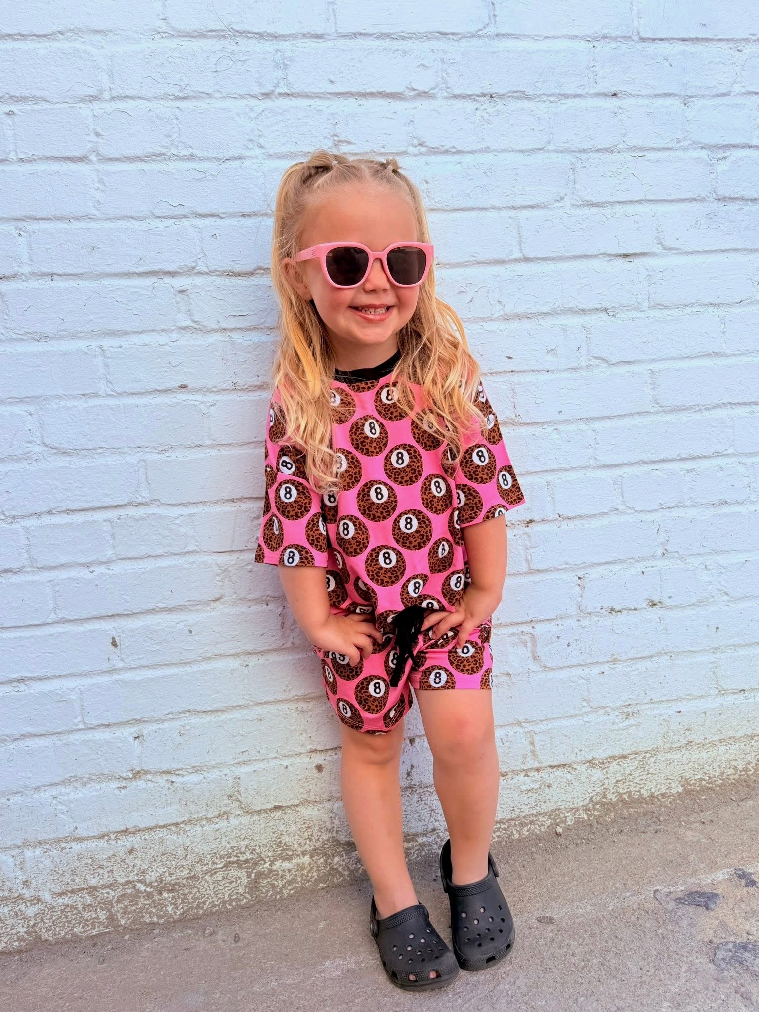 Leopard 8ball Two Piece Oversized Short Set