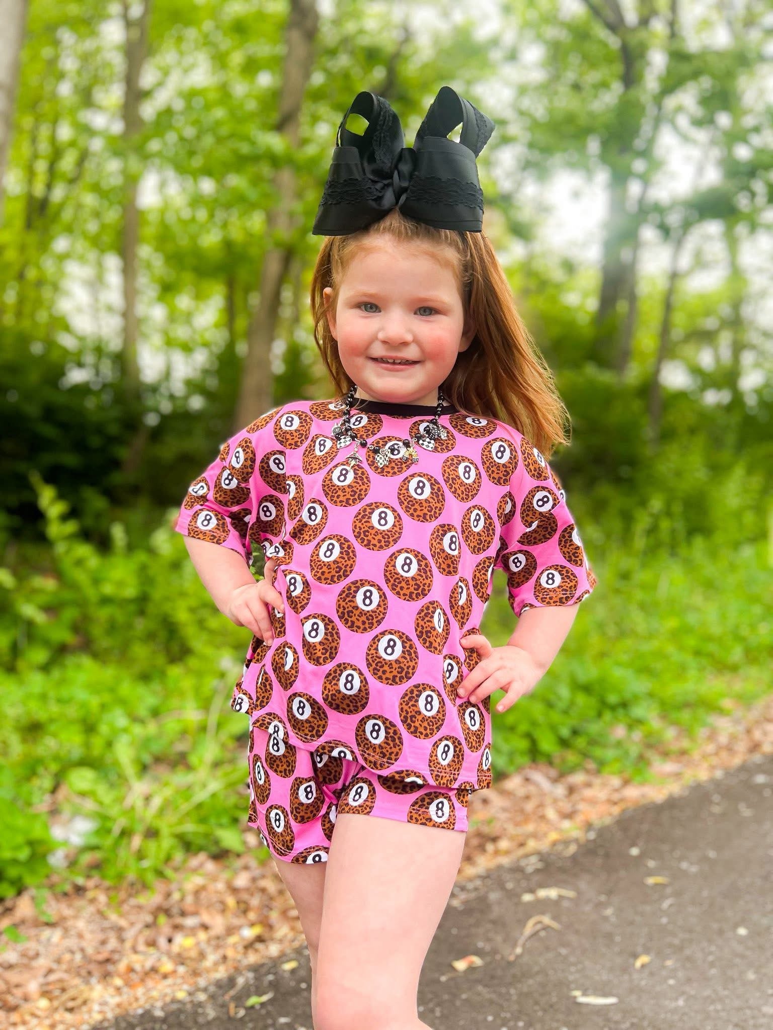 Leopard 8ball Two Piece Oversized Short Set