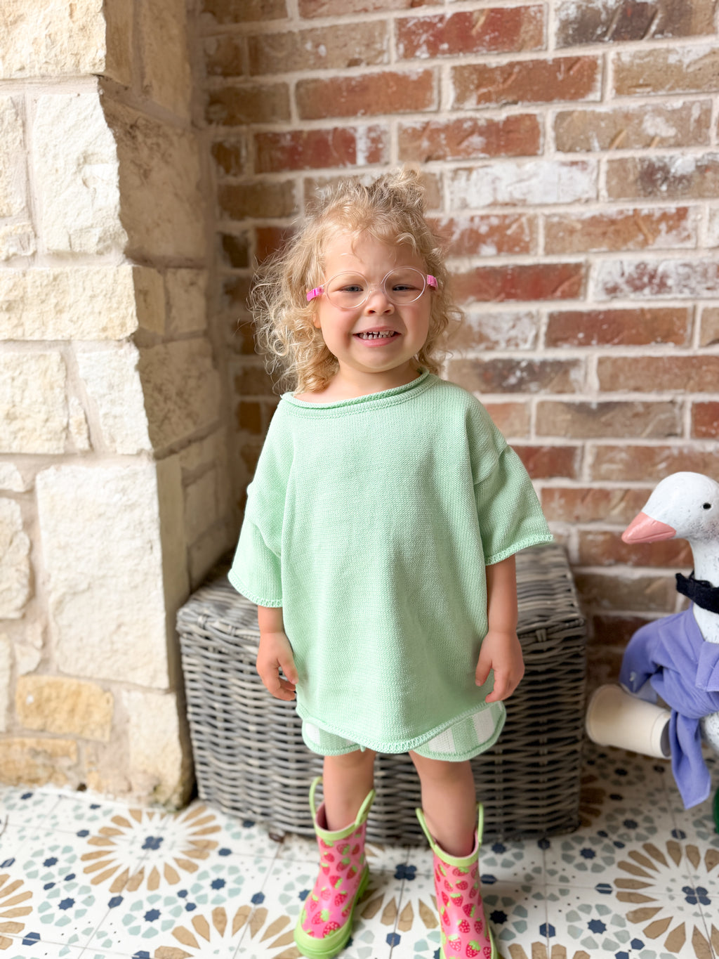 Seafoam Mint Striped Knit Set