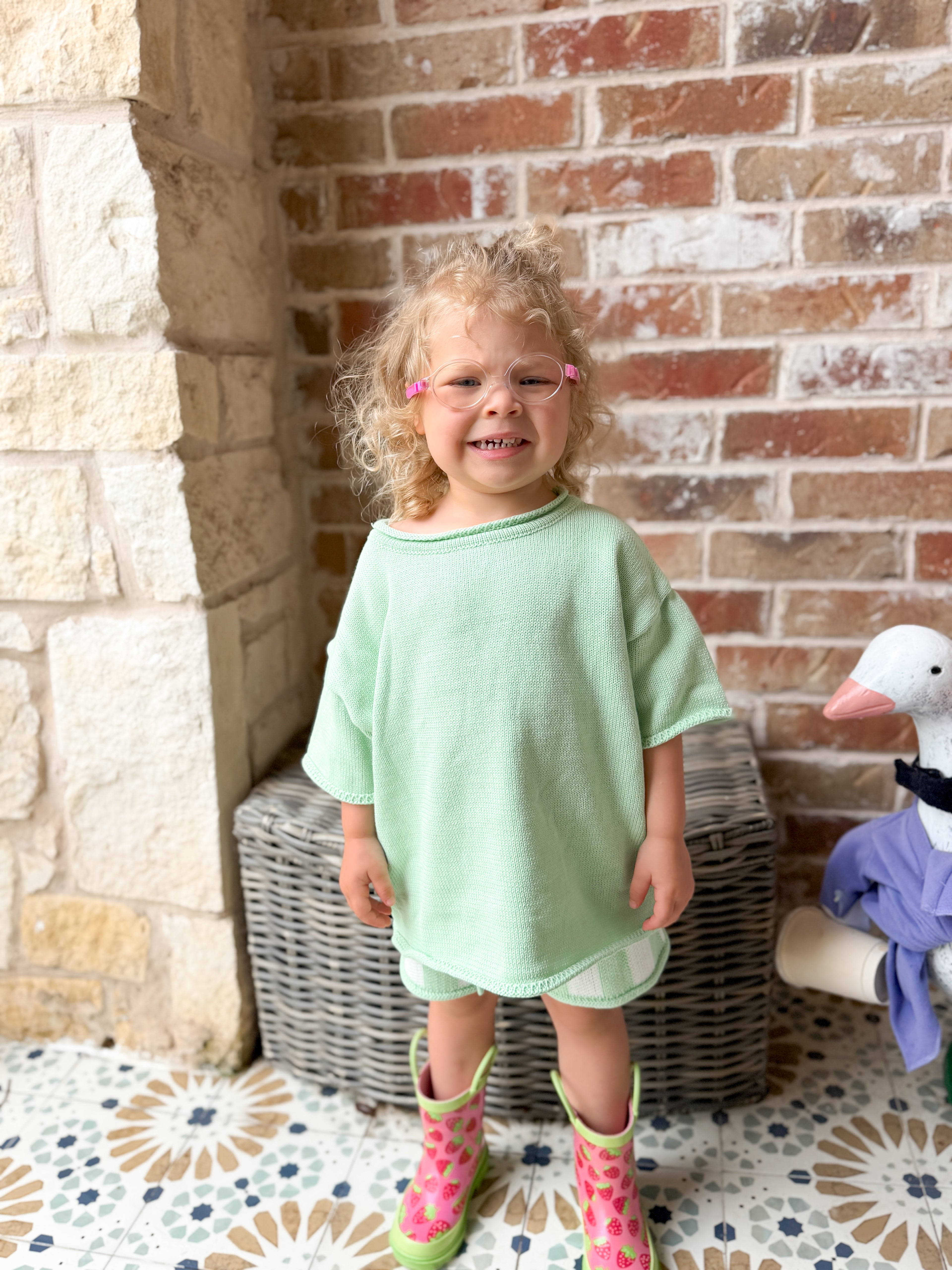 Seafoam Mint Striped Knit Set