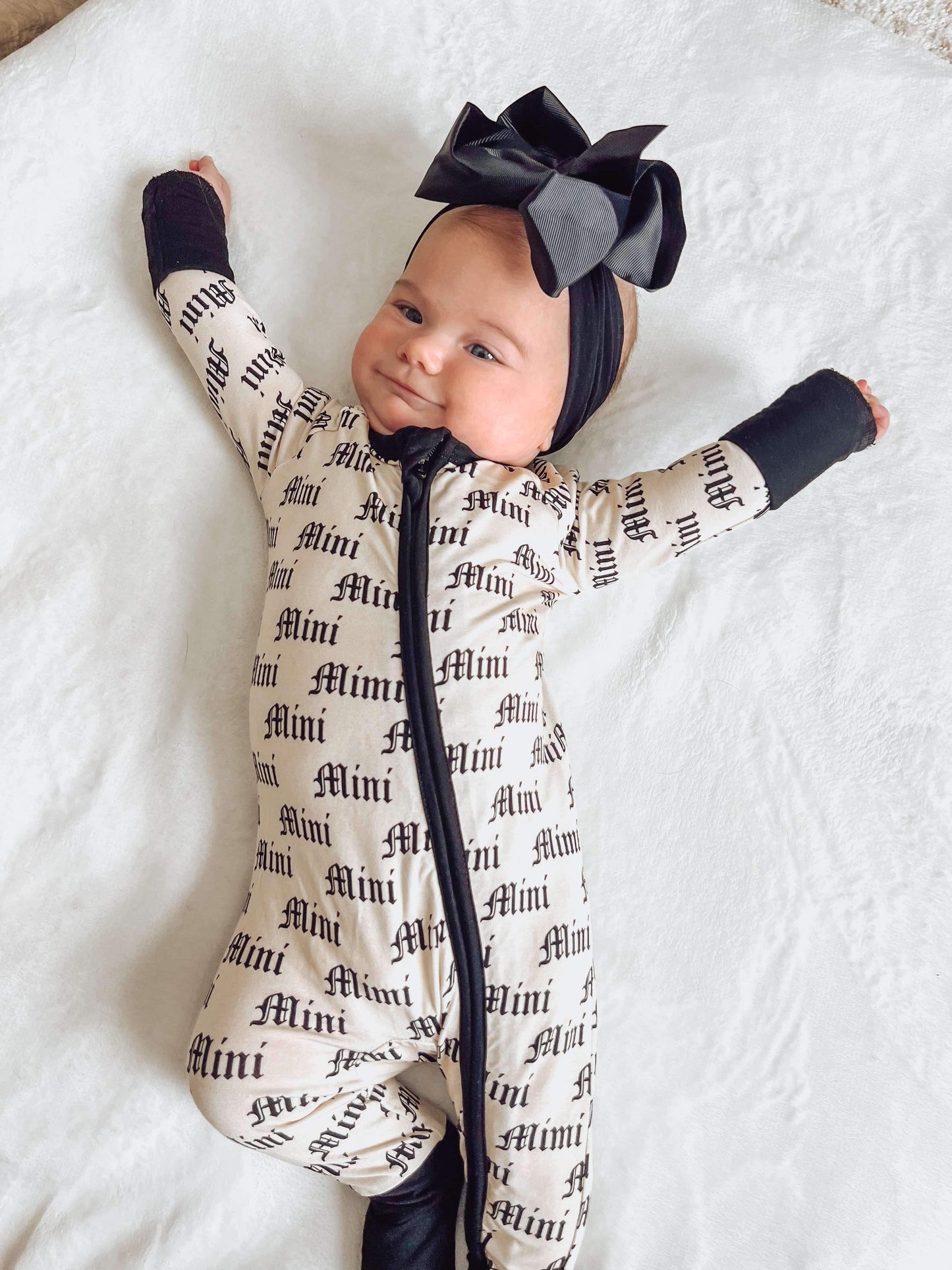 "MINI" WITH "MIMI" Double Zippy Romper MISPRINT