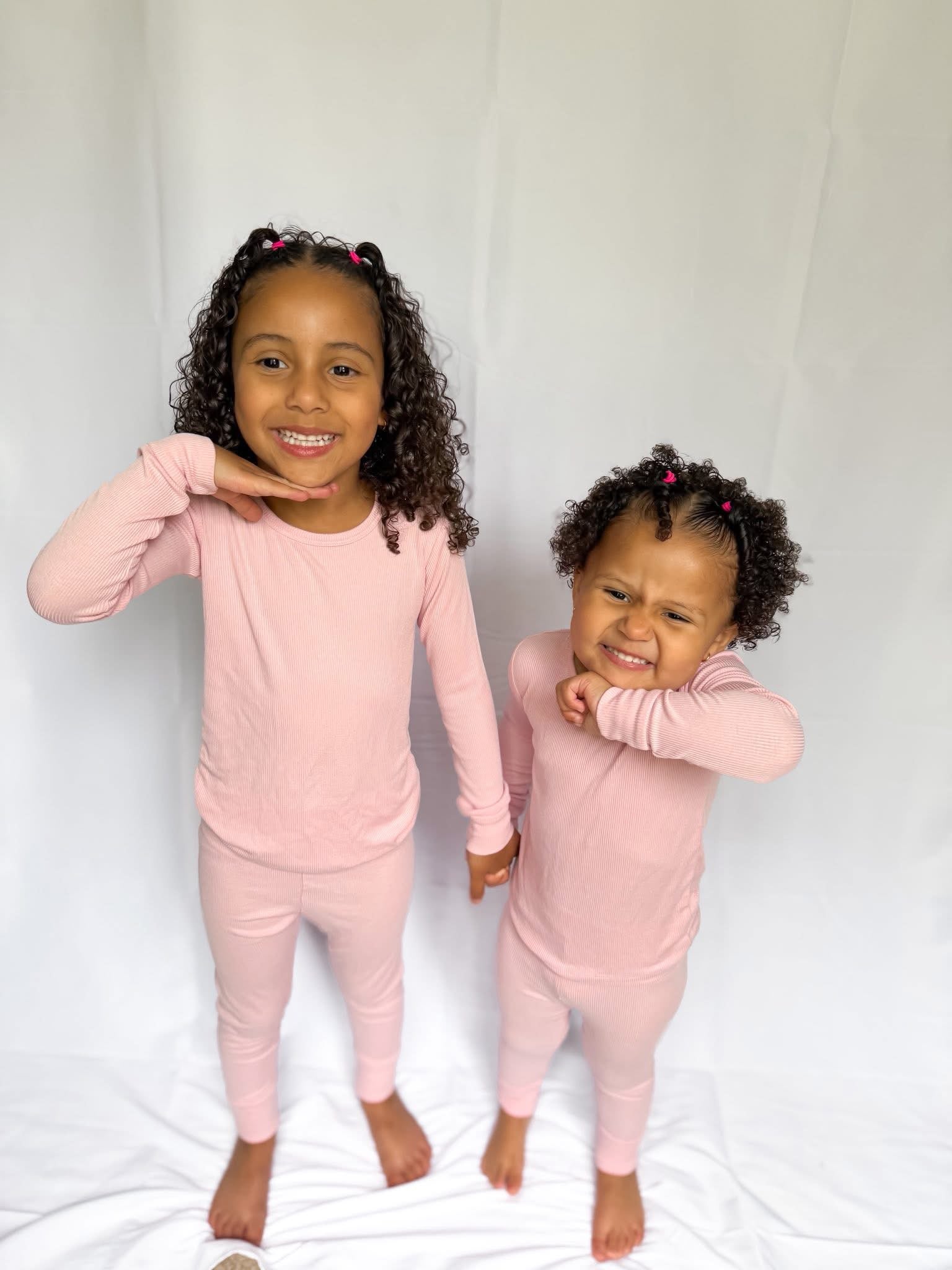 Powder Pink Ribbed Two Piece Set