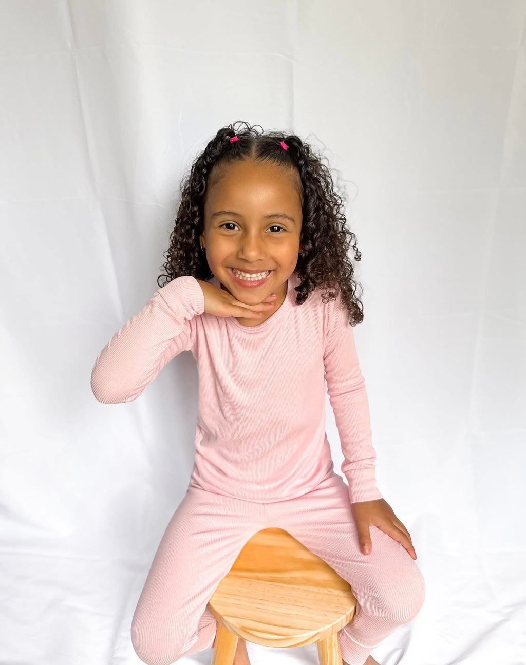 Powder Pink Ribbed Two Piece Set