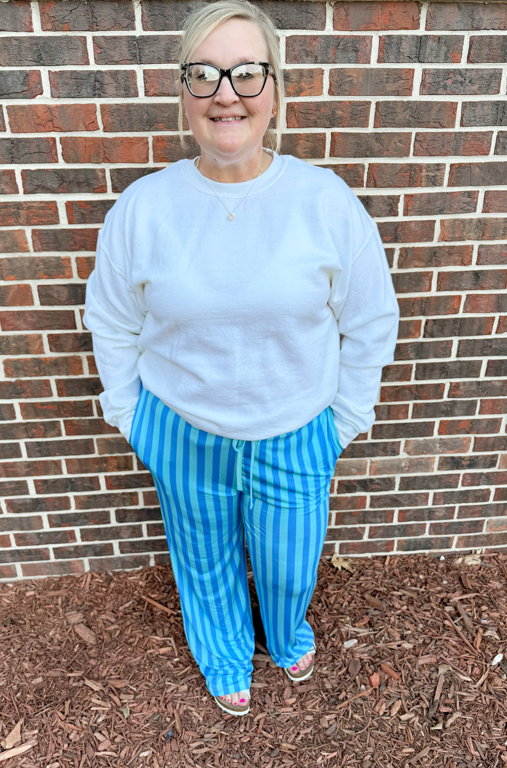 Blue Raspberry Striped Unisex Straight Leg Pants