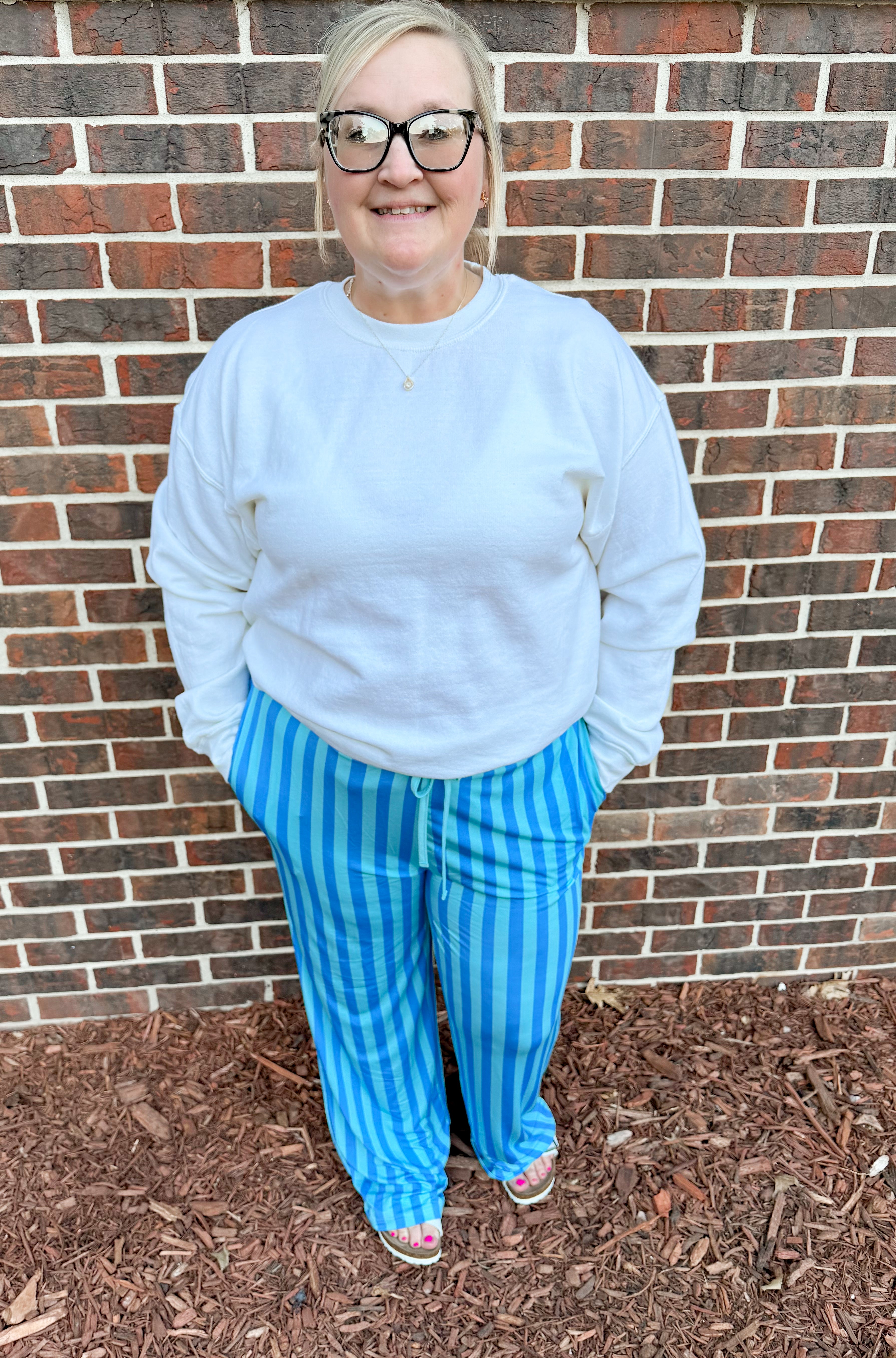 Blue Raspberry Striped Unisex Straight Leg Pants