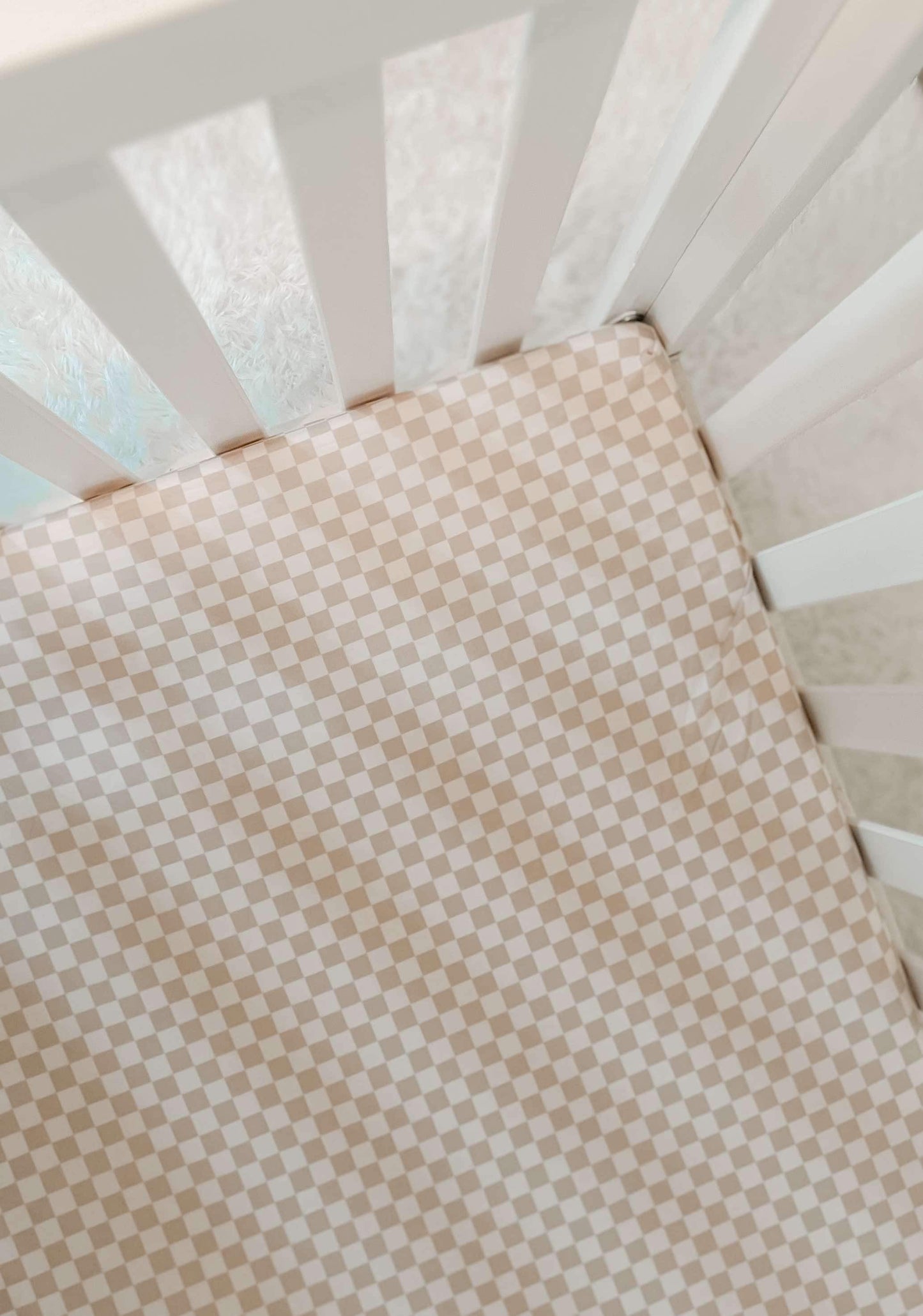 Beige Checkers Crib Sheet