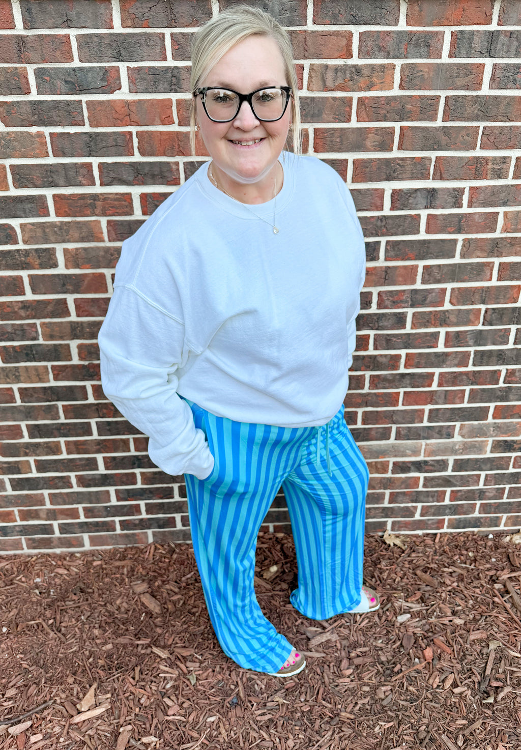 Blue Raspberry Striped Unisex Straight Leg Pants