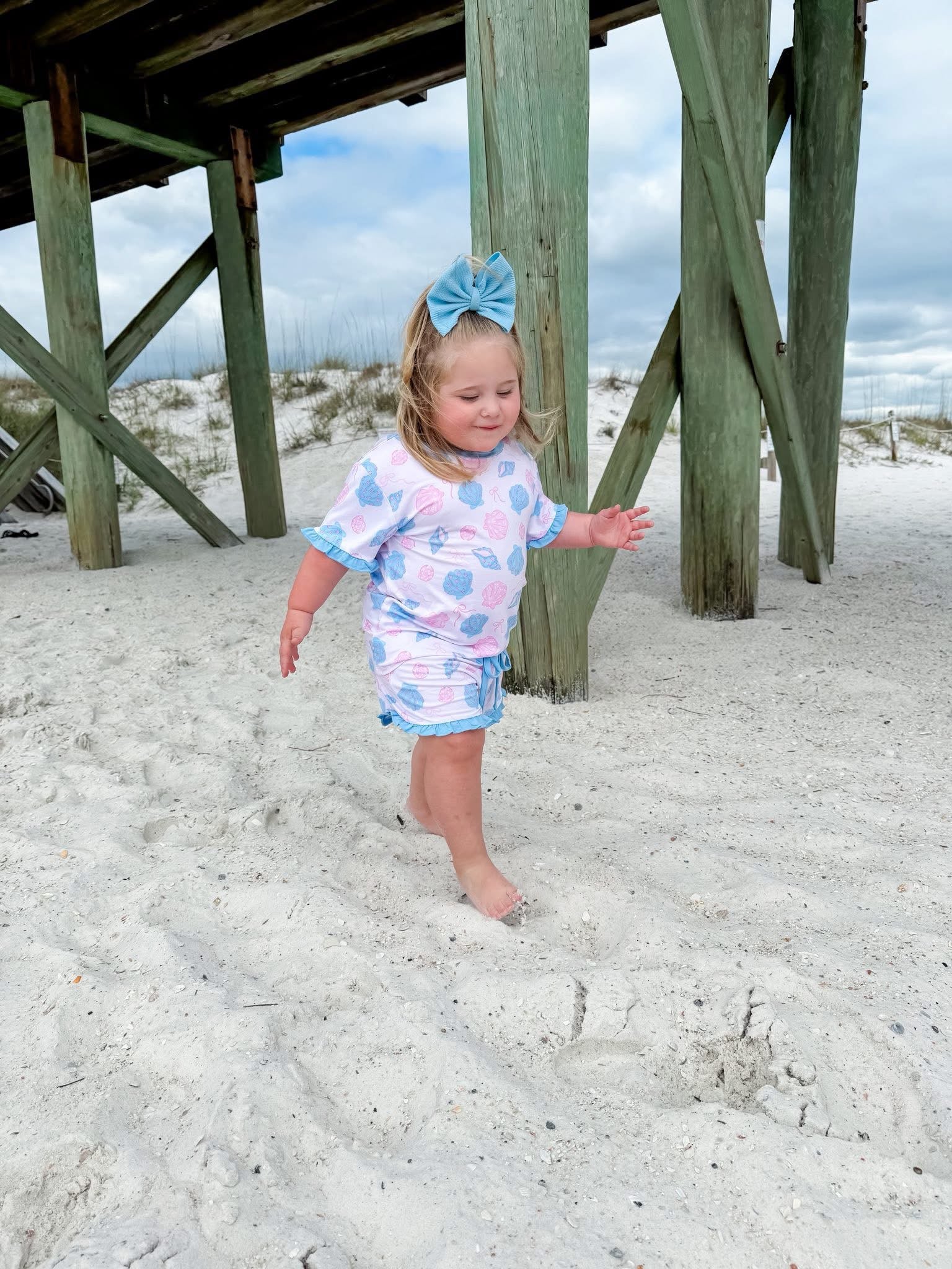 Coquette Shells Kids Ruffle Short Sets