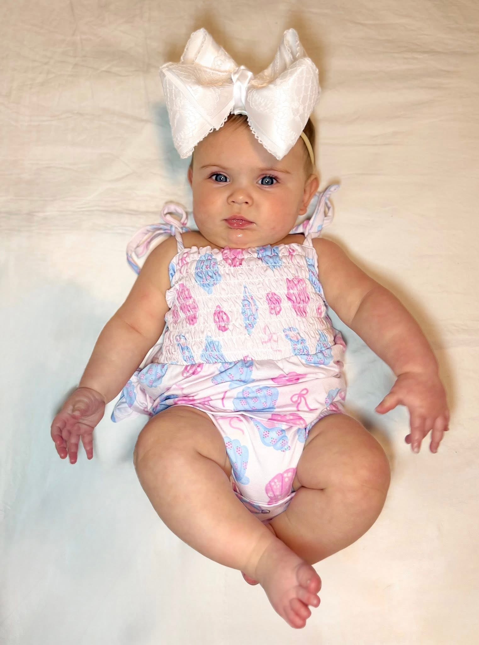 Coquette Shells Smocked Twirl Romper