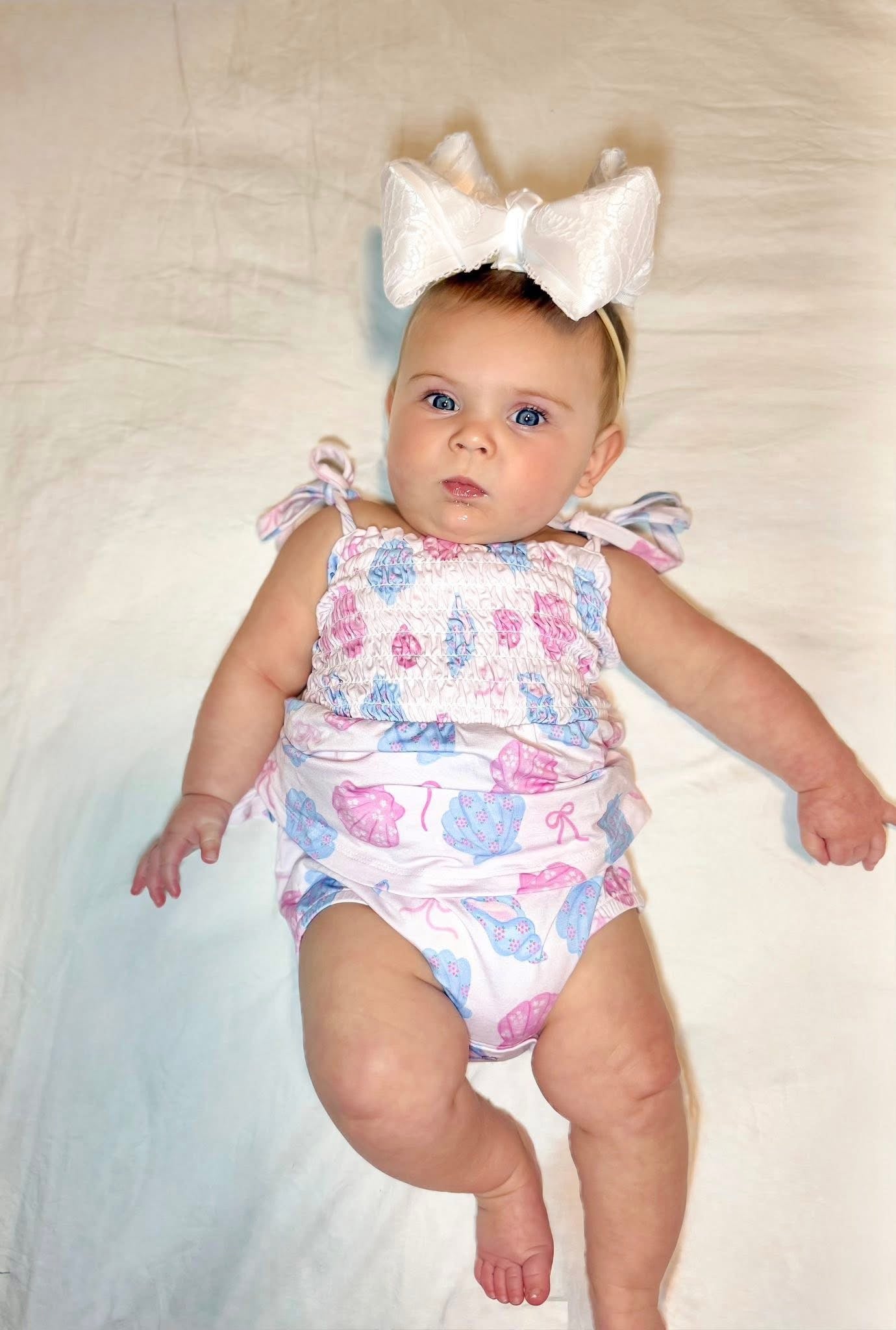 Coquette Shells Smocked Twirl Romper
