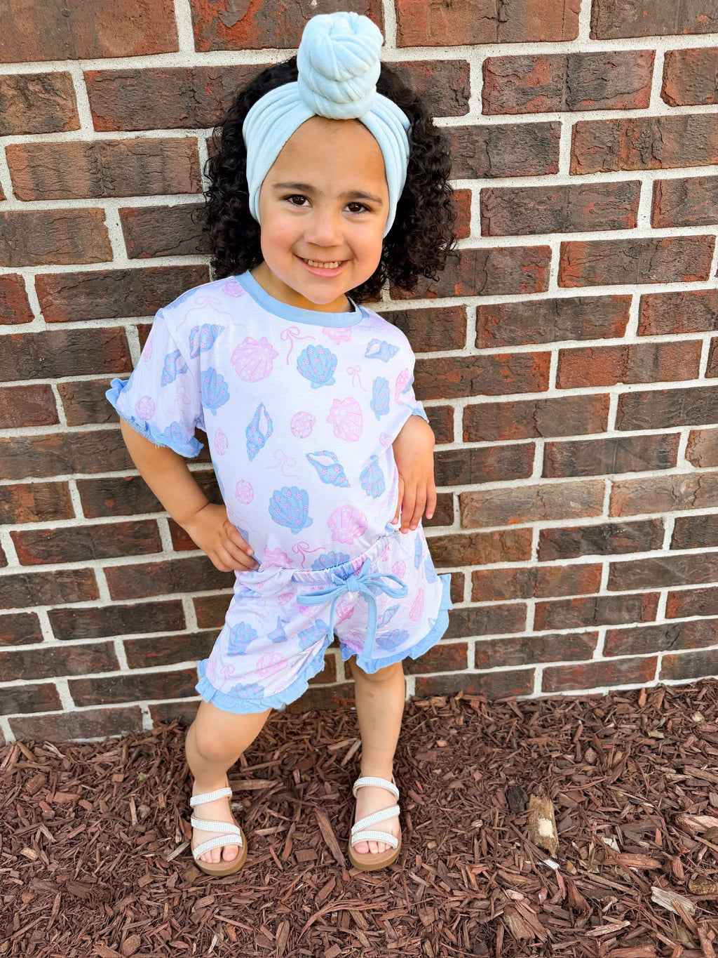 Coquette Shells Kids Ruffle Short Sets