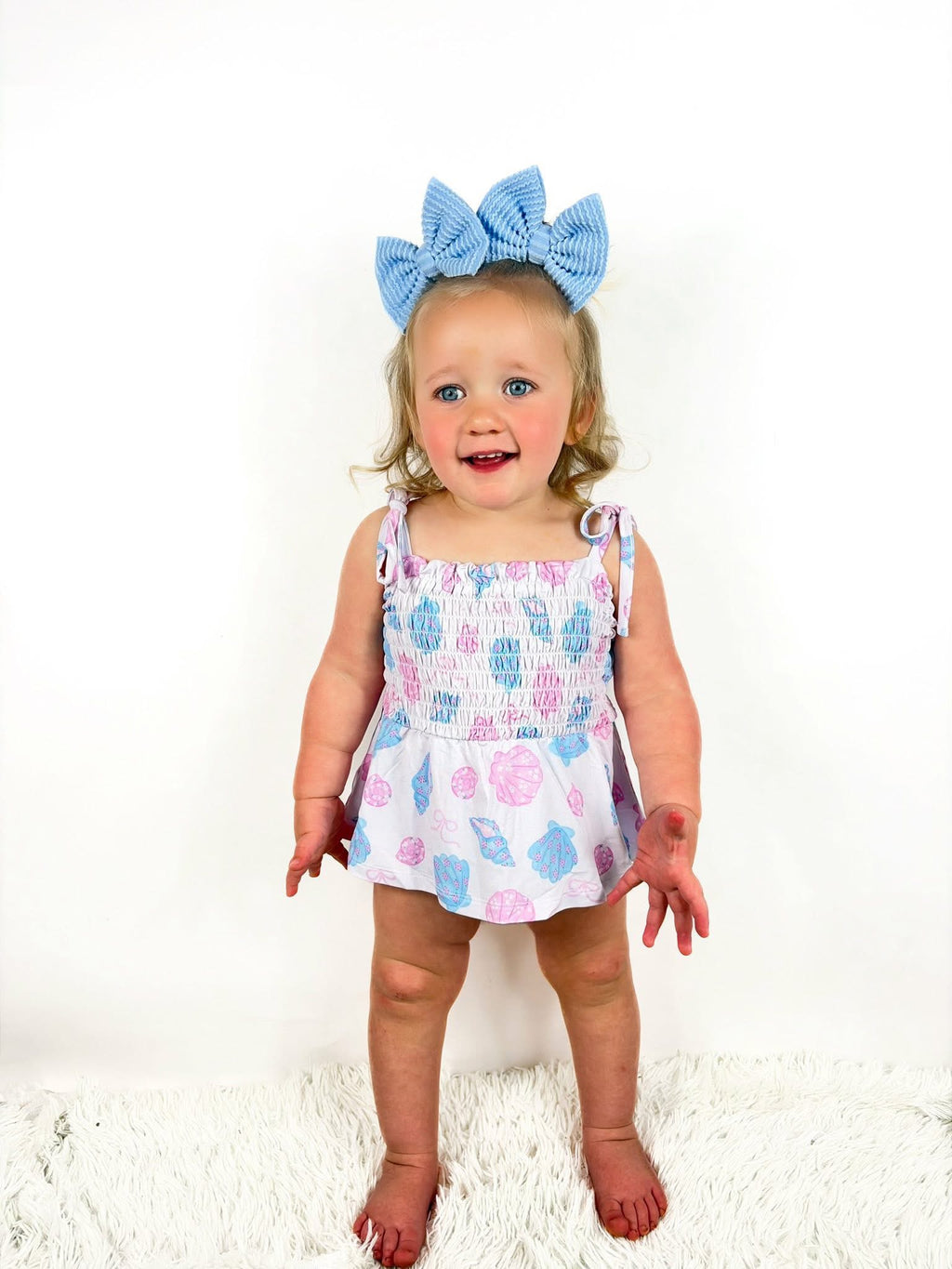 Coquette Shells Smocked Twirl Romper