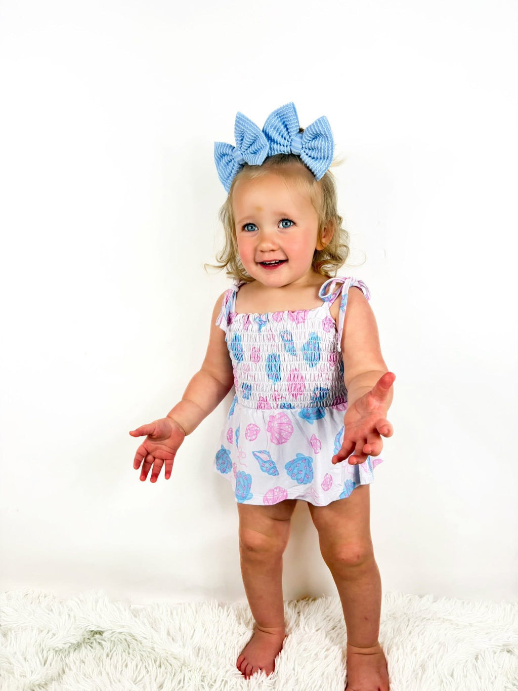 Coquette Shells Smocked Twirl Romper