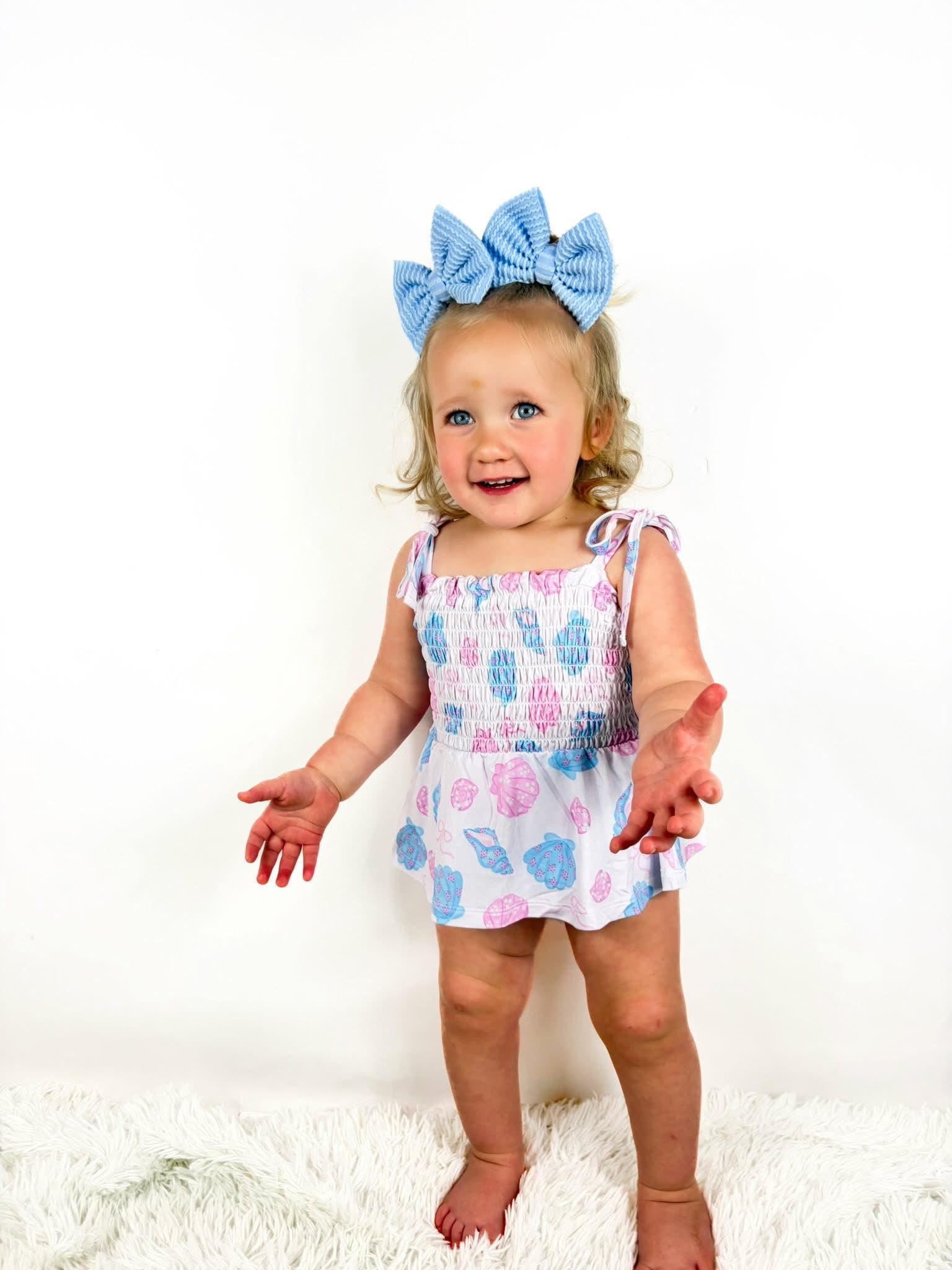 Coquette Shells Smocked Twirl Romper
