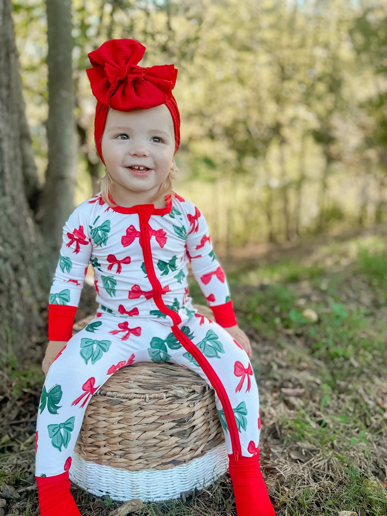 Bronx&Co. Christmas Bows Double Zippy Romper