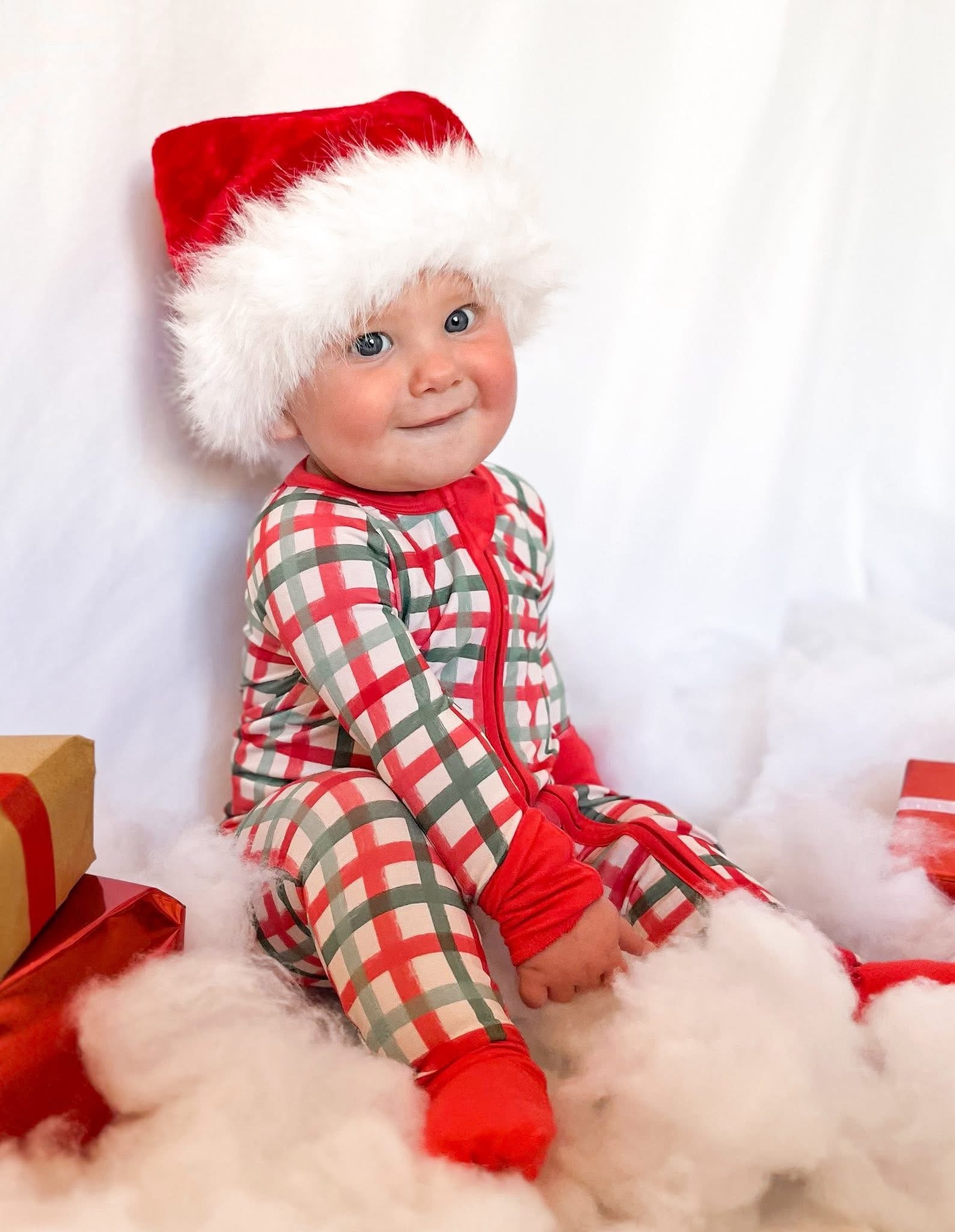 Christmas Plaid Double Zippy Romper