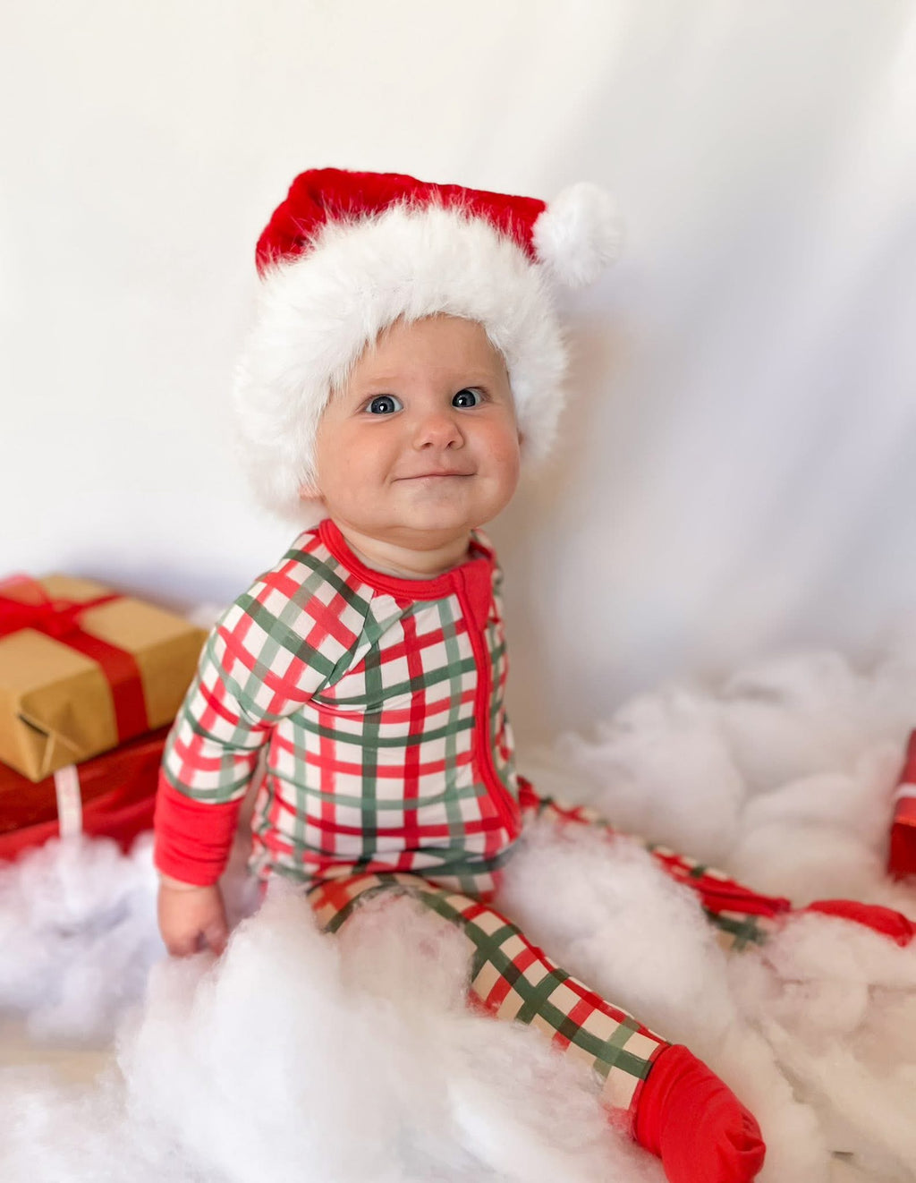 Christmas Plaid Double Zippy Romper