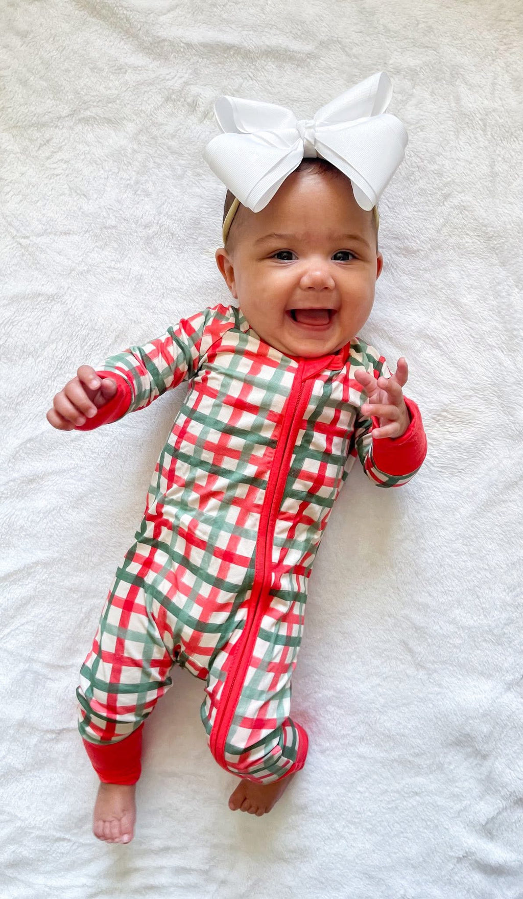 Christmas Plaid Double Zippy Romper