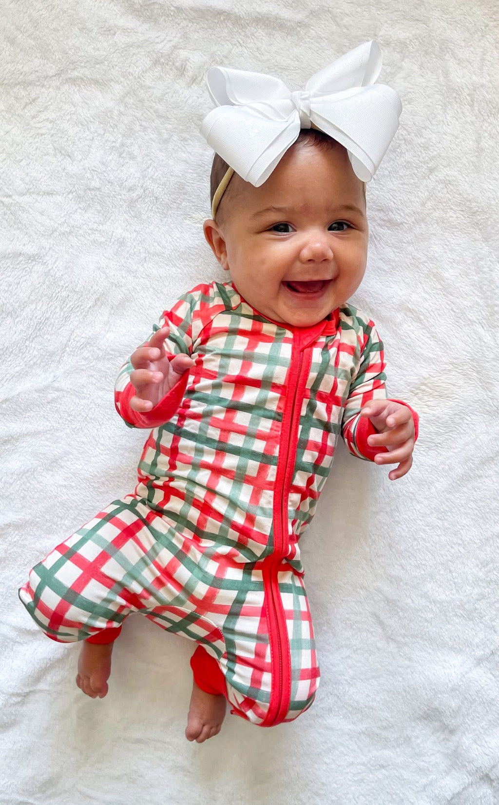 Christmas Plaid Double Zippy Romper