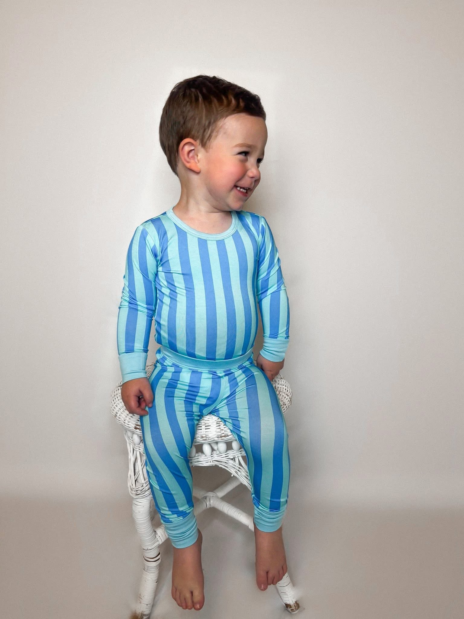 Blue Raspberry Striped Two Piece Set